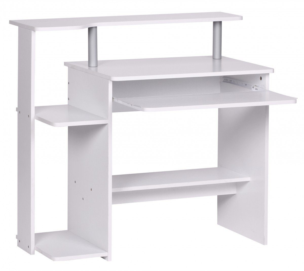 Wohnling Schreibtisch WL1.153 (Weiß 94x90,5x48,5 cm mit Tastaturauszug  Modern), Bürotisch Home Office, PC-Tisch mit Stauraum