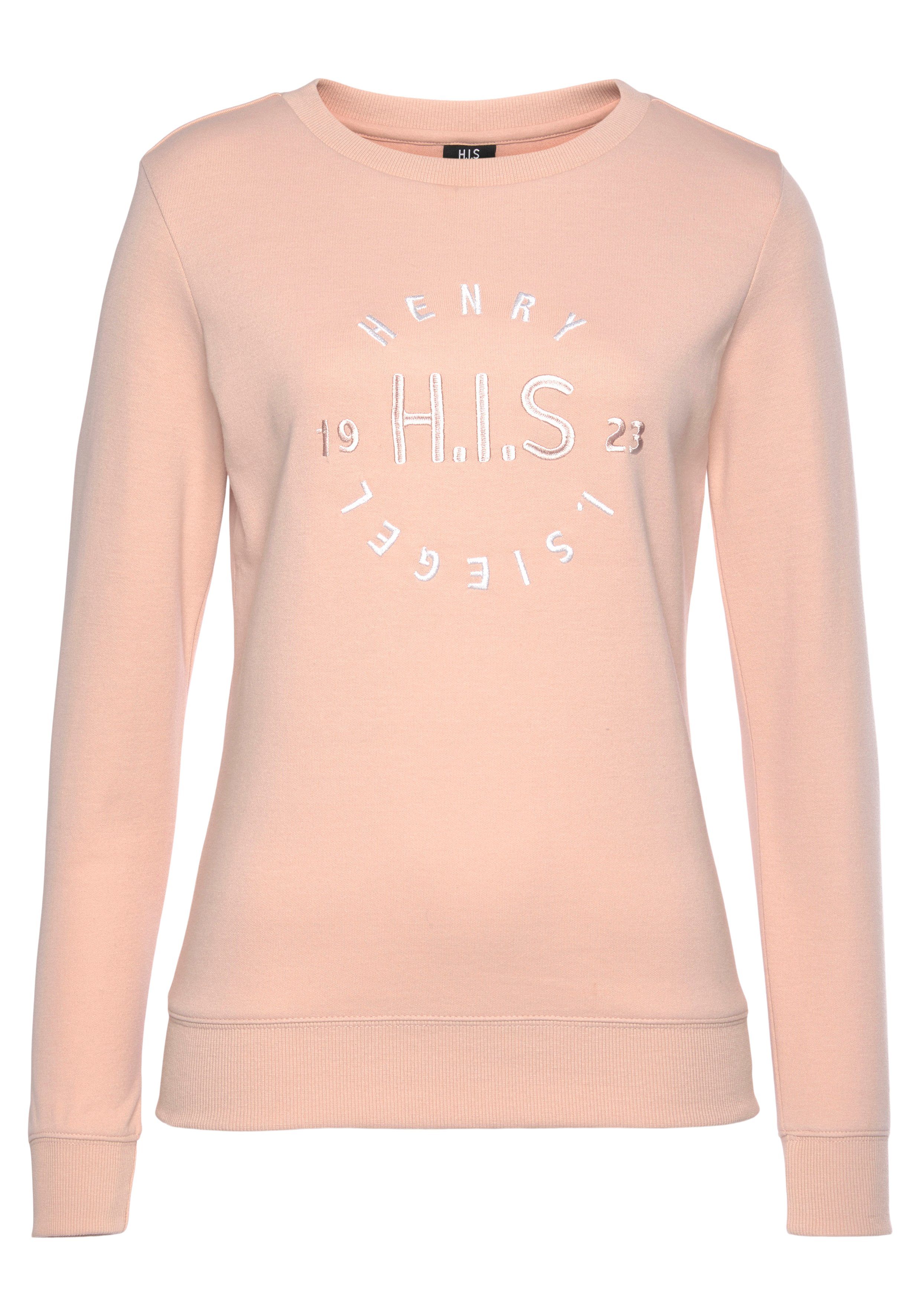 H.I.S Loungeanzug mit Sweatshirt großer Logo salmon Stickerei,