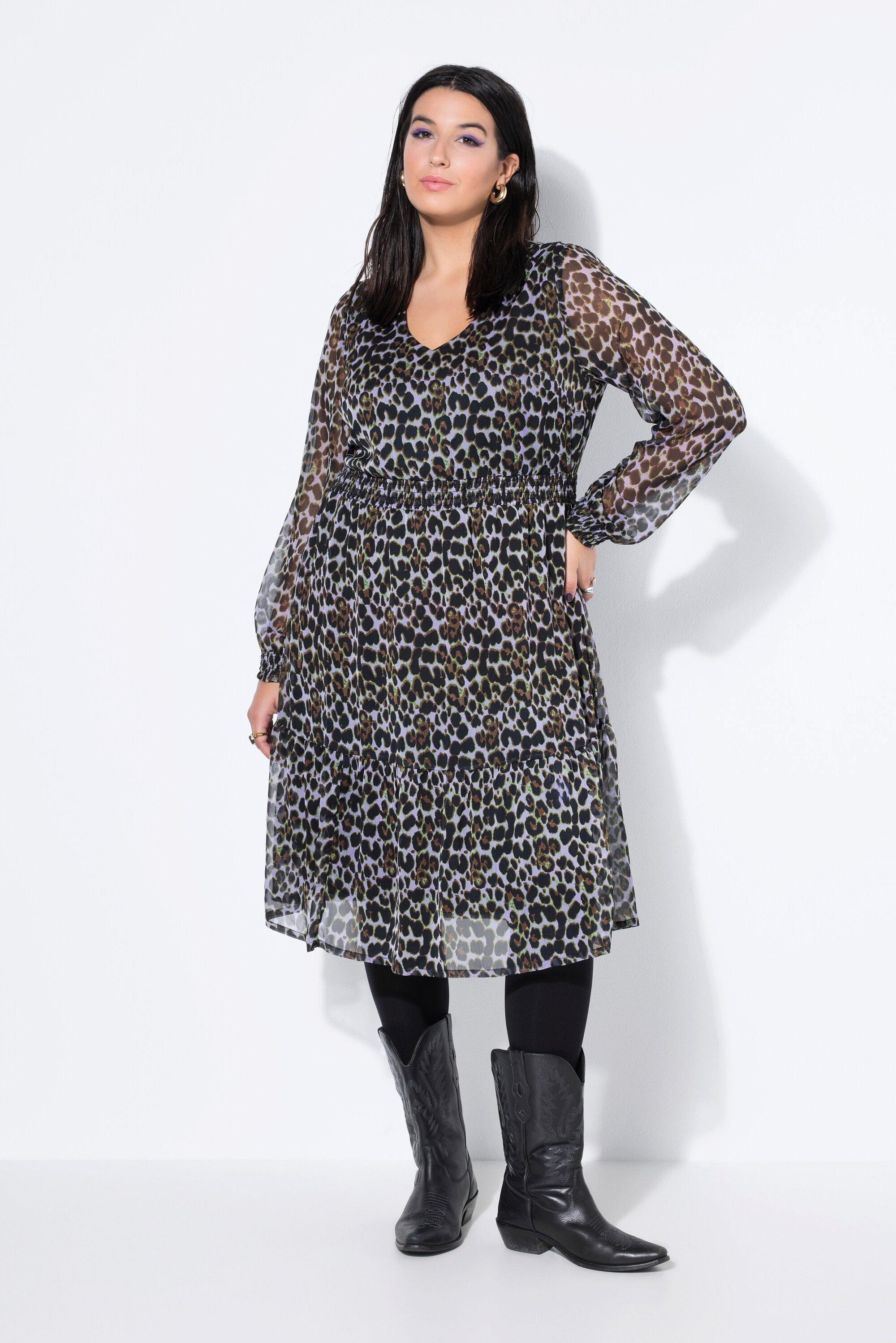 Studio Untold Maxikleid Midikleid A-Line doppellagig Leo Saumvolant günstig online kaufen