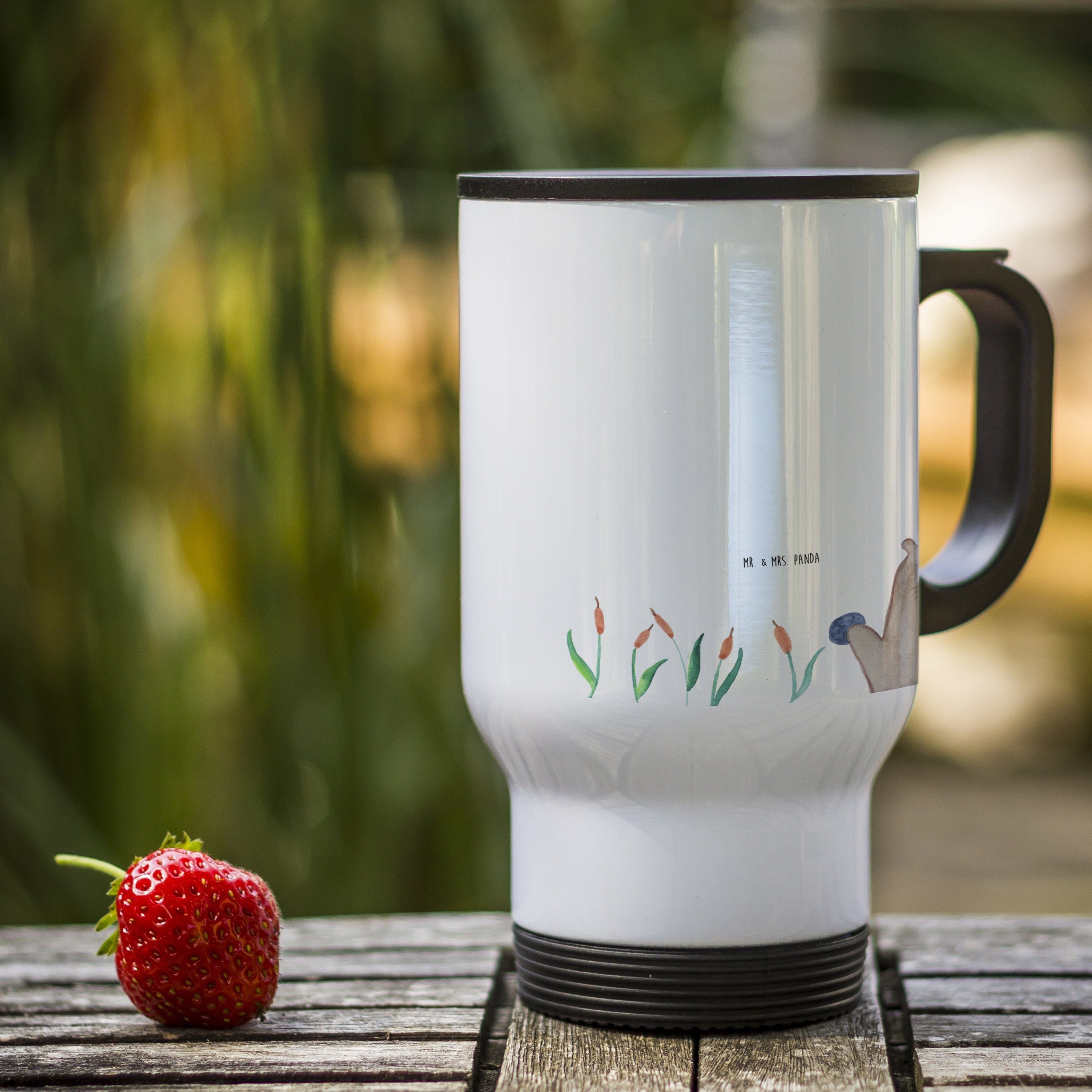 Mr. & Mrs. Panda Thermobecher Otter Stein, Kaffeebecher To Go, Weiß, thermosbecher, Stein, Thermobe, Edelstahl, Neugierig Thermobecher Mit Motiv kaffeebecher mit deckel