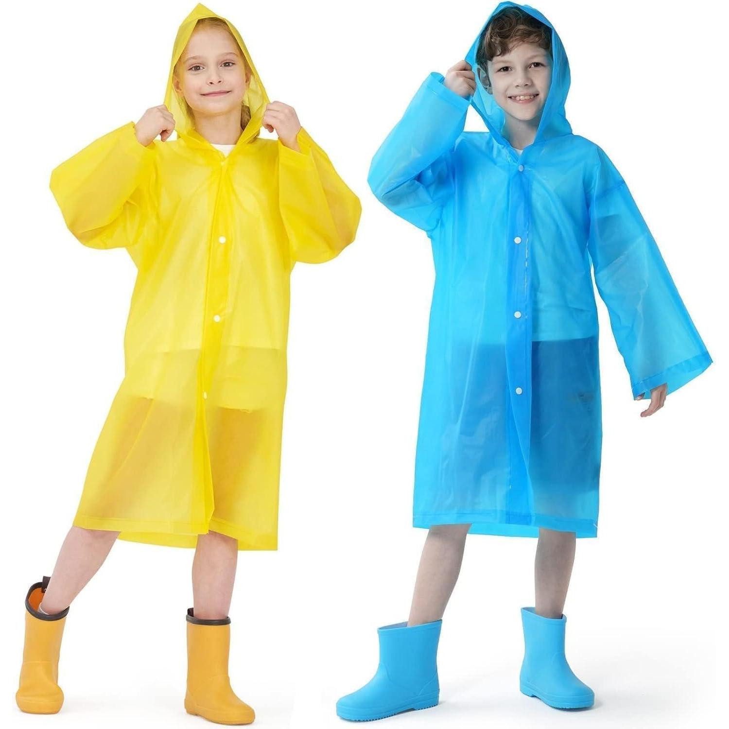 Opret Regenponcho 2er Pack Wasserdichter Regenponcho Kinder, Kapuze Ärmeln Atmungsaktiv