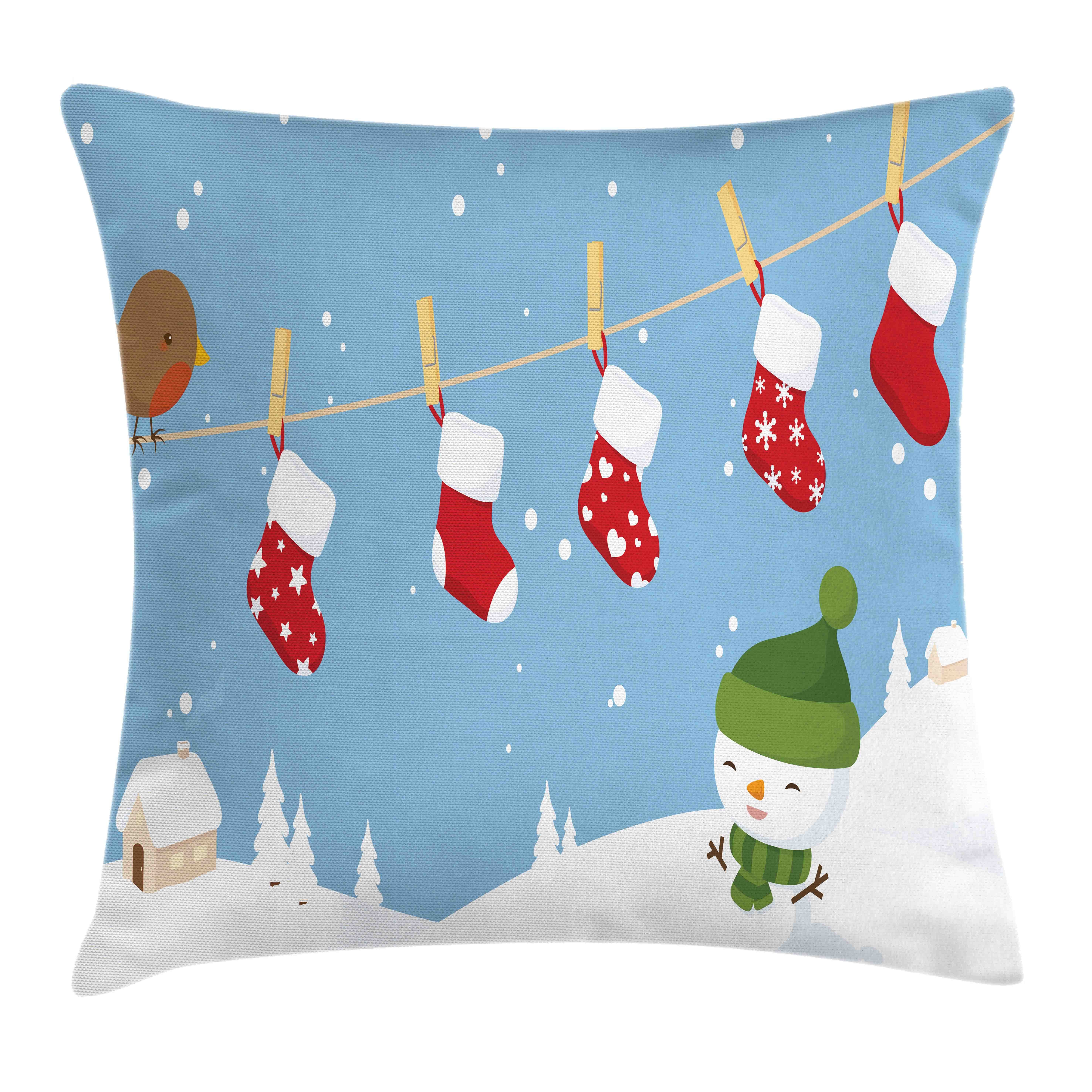 Kissenbezüge Reißverschluss Kissenhülle mit Farbfesten Farben Beidseitiger Druck, Abakuhaus (1 Stück), Weihnachten Socken Hanging Vogel