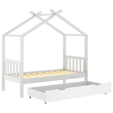 vidaXL Kinderbett Kinderbett Himmelbett mit Schublade Weiß Massivholz Kiefer 80x160 cm