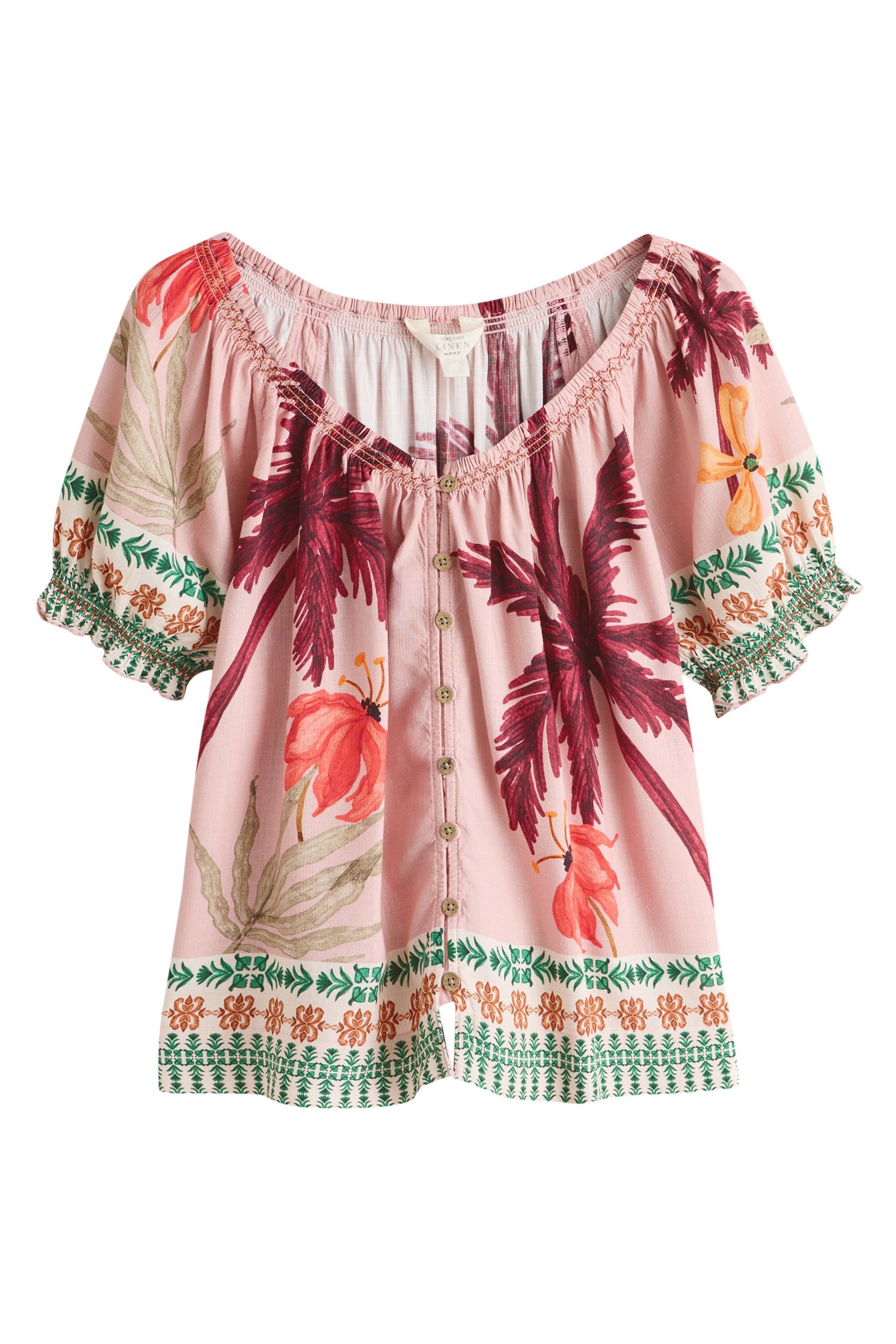 Next Carmenbluse Geknöpftes Bardot-Oberteil mit Puffärmeln (1-tlg) günstig online kaufen