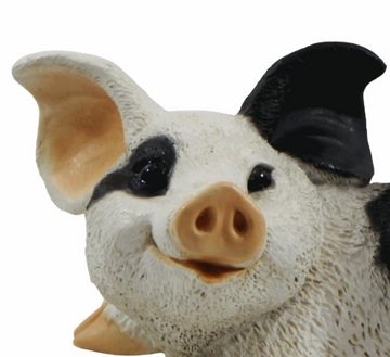 Castagna Tierfigur Dekofigur Tierfigur Schwein Ferkel Schweinchen gefleckt Kollektion Castagna aus Resin B 23 cm