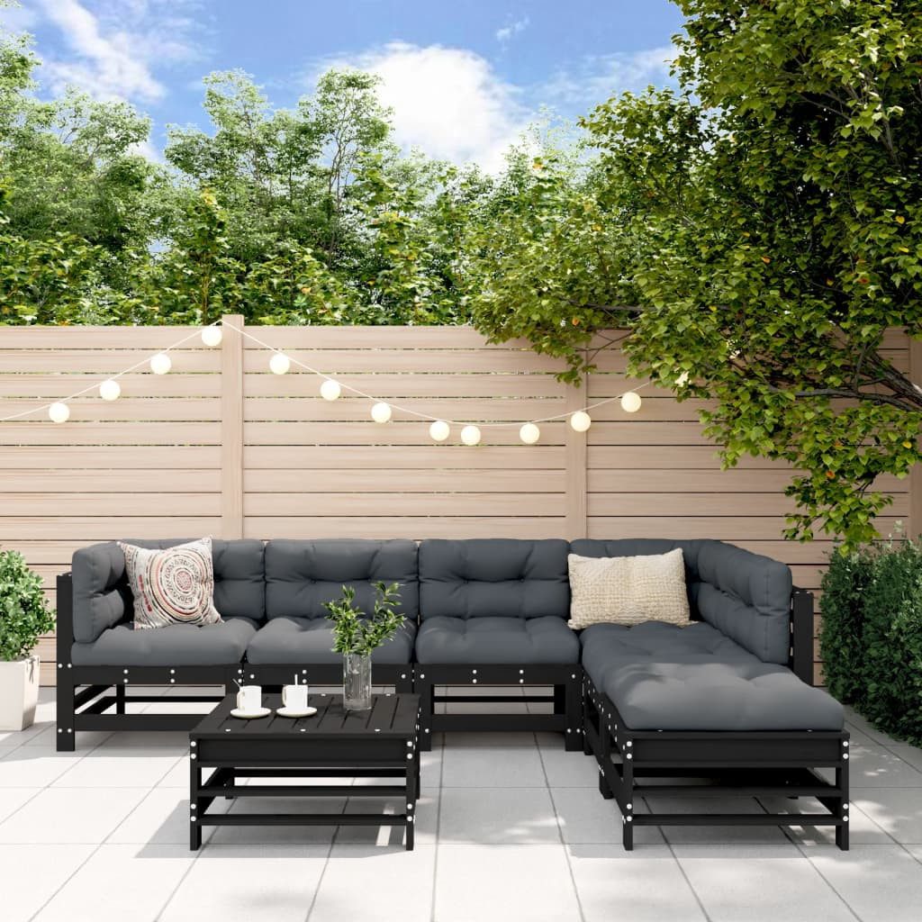 Nettlife Gartenlounge-Set 7-tlg. Massivholz Kiefer Garten-Lounge-Set günstig online kaufen