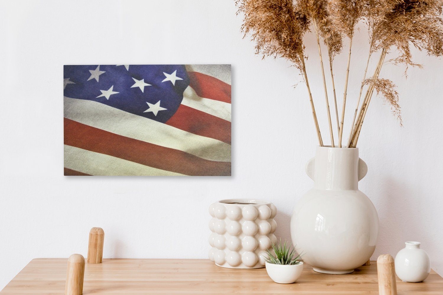 Wandbild St), Leinwandbild Vereinigte Flagge (1 Wanddeko, Klassische Staaten, OneMillionCanvasses® cm 30x20 Leinwandbilder, Aufhängefertig,
