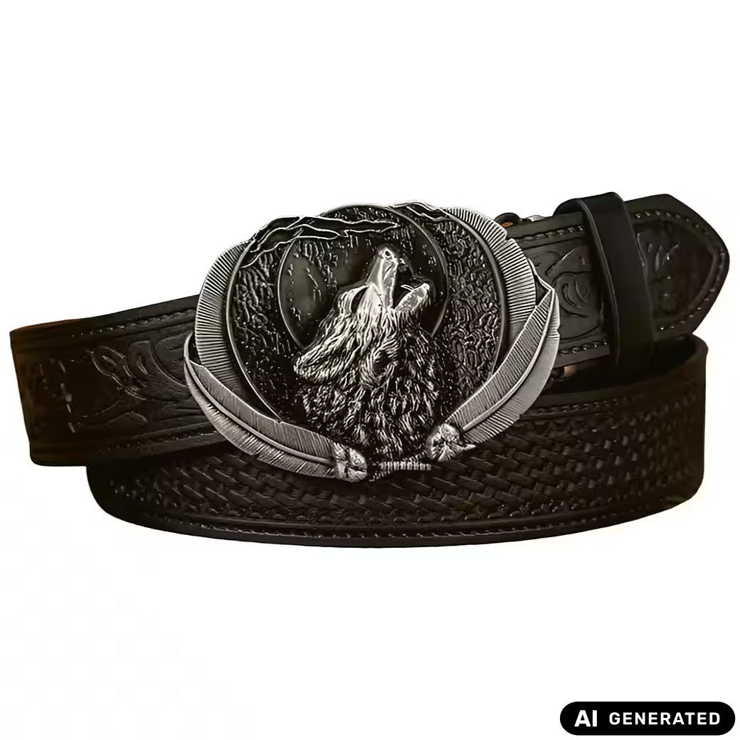 Ware aus aller Welt Koppelgürtel Westerngürtel mit Wild West Gürtel mit Wolf Schnalle
