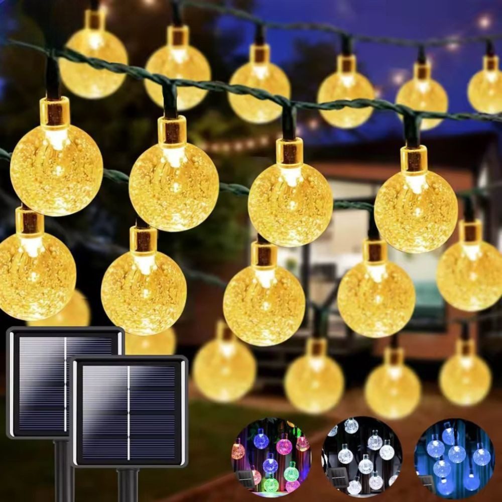 Montegoni LED-Lichterkette Solarleuchte Kugel Lichterkette Außen warmweiß Gartenleuchte, Solarbetrieben, Wasserdicht, 8 Modi, Energiesparend, Automatisch