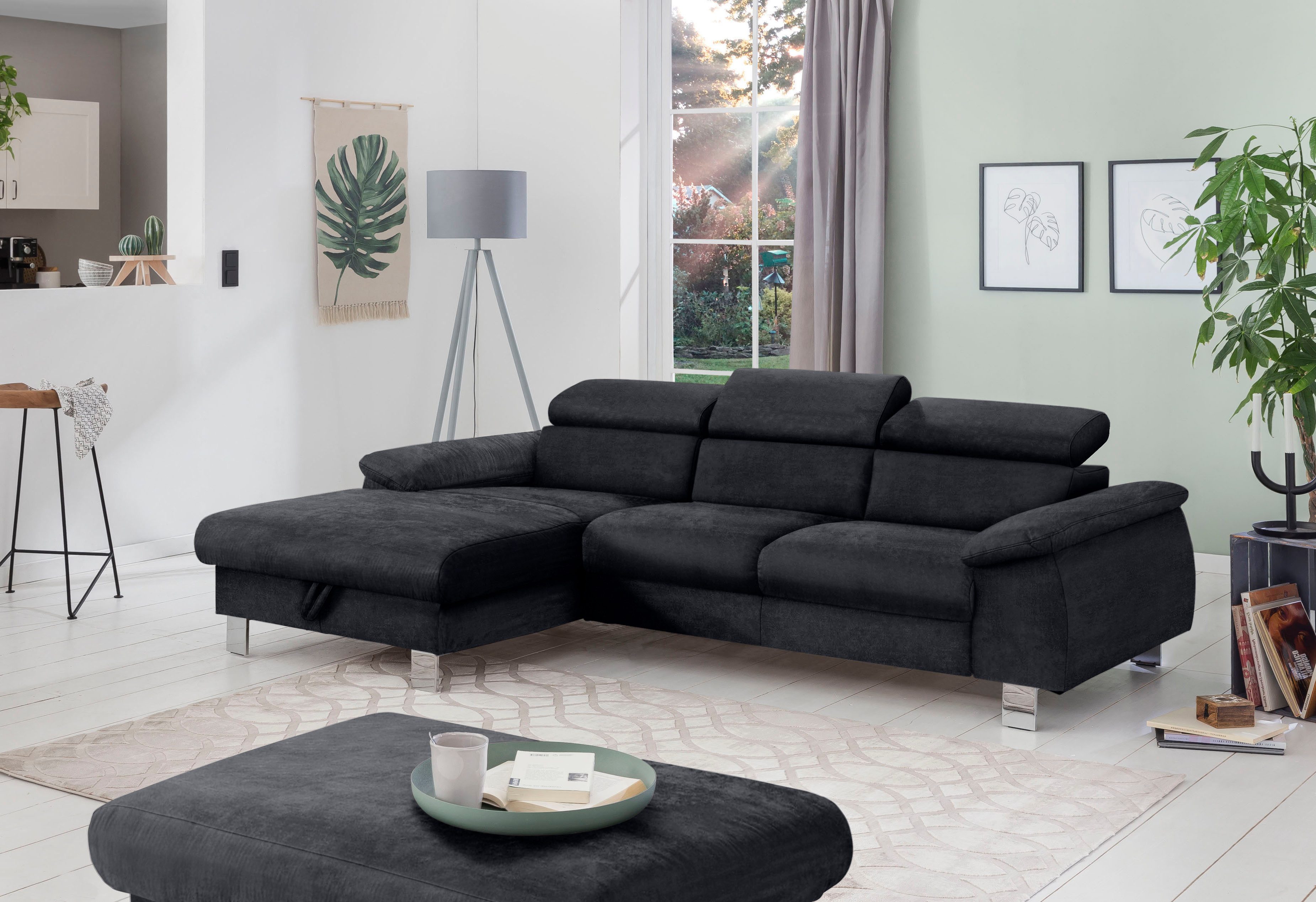 COTTA Ecksofa Komaris L-Form, B: 244 cm, mit Kopfteilverstellung, optional Schlaffunktion, Bettkasten & Licht