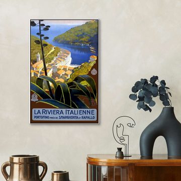 Posterlounge Leinwandbild Vintage Travel Collection, Italien – La Riviera Italienne, Vintage Illustration