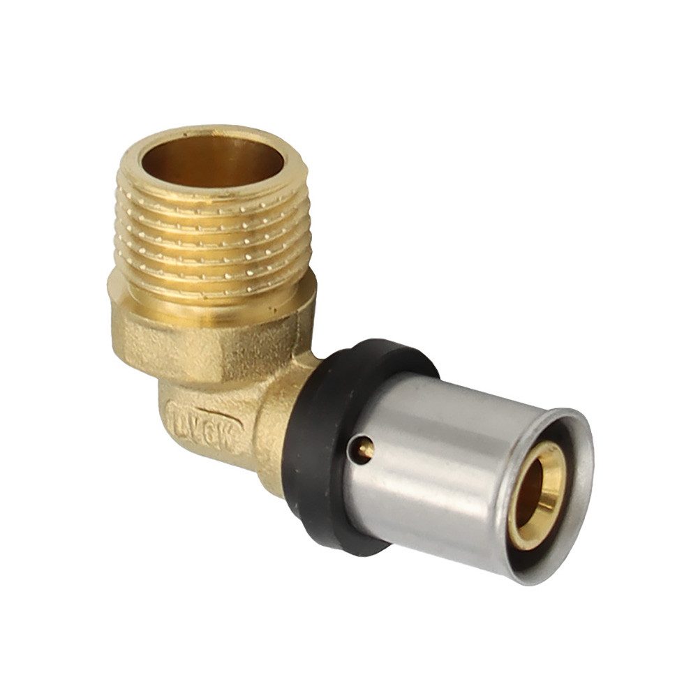 PipeTec Deutschland Pressfitting Pipetec Pressfitting Winkel Übergang 16x2 mm 1/2 Zoll AG TH Kontur