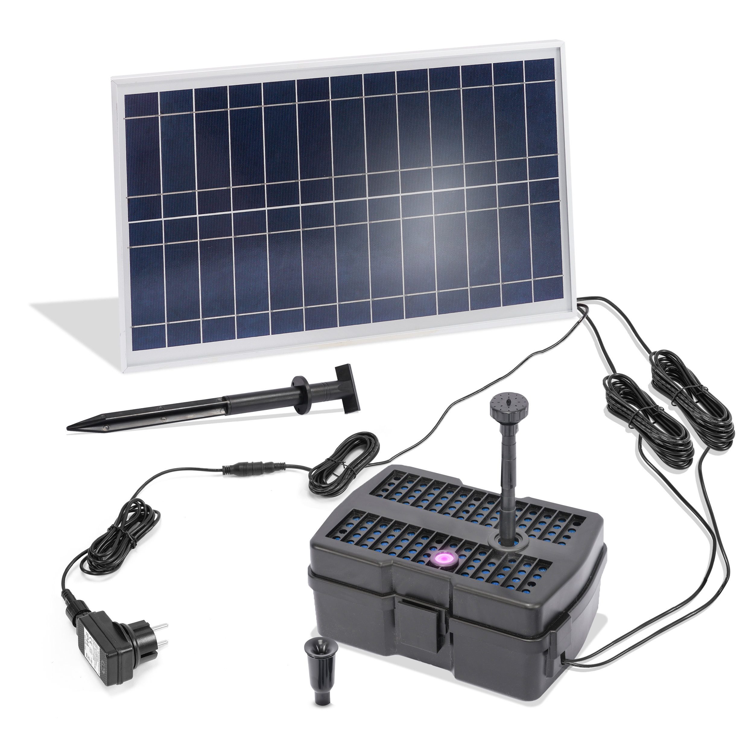 esotec UVC-Klärer Solar/Netz Hybrid UV-Filtersystem 15/800 Teichpumpe Teichfilter 101205, (Komplettset)