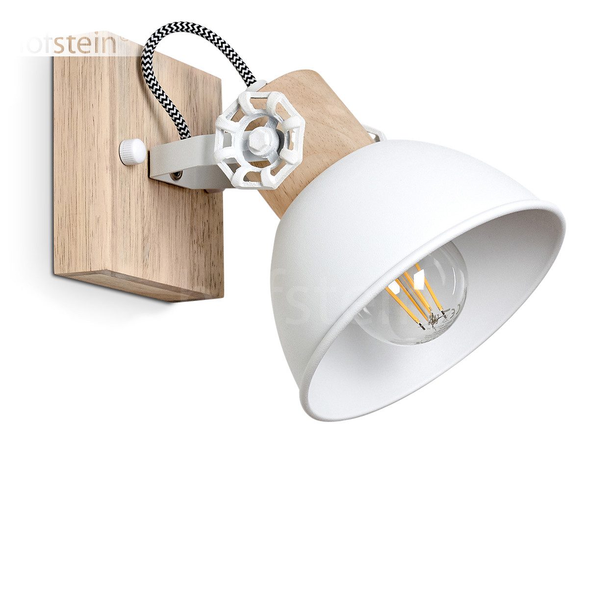hofstein Wandleuchte »Cotes« verstellbare Wandlampe aus Metall/Holz in Weiß günstig online kaufen