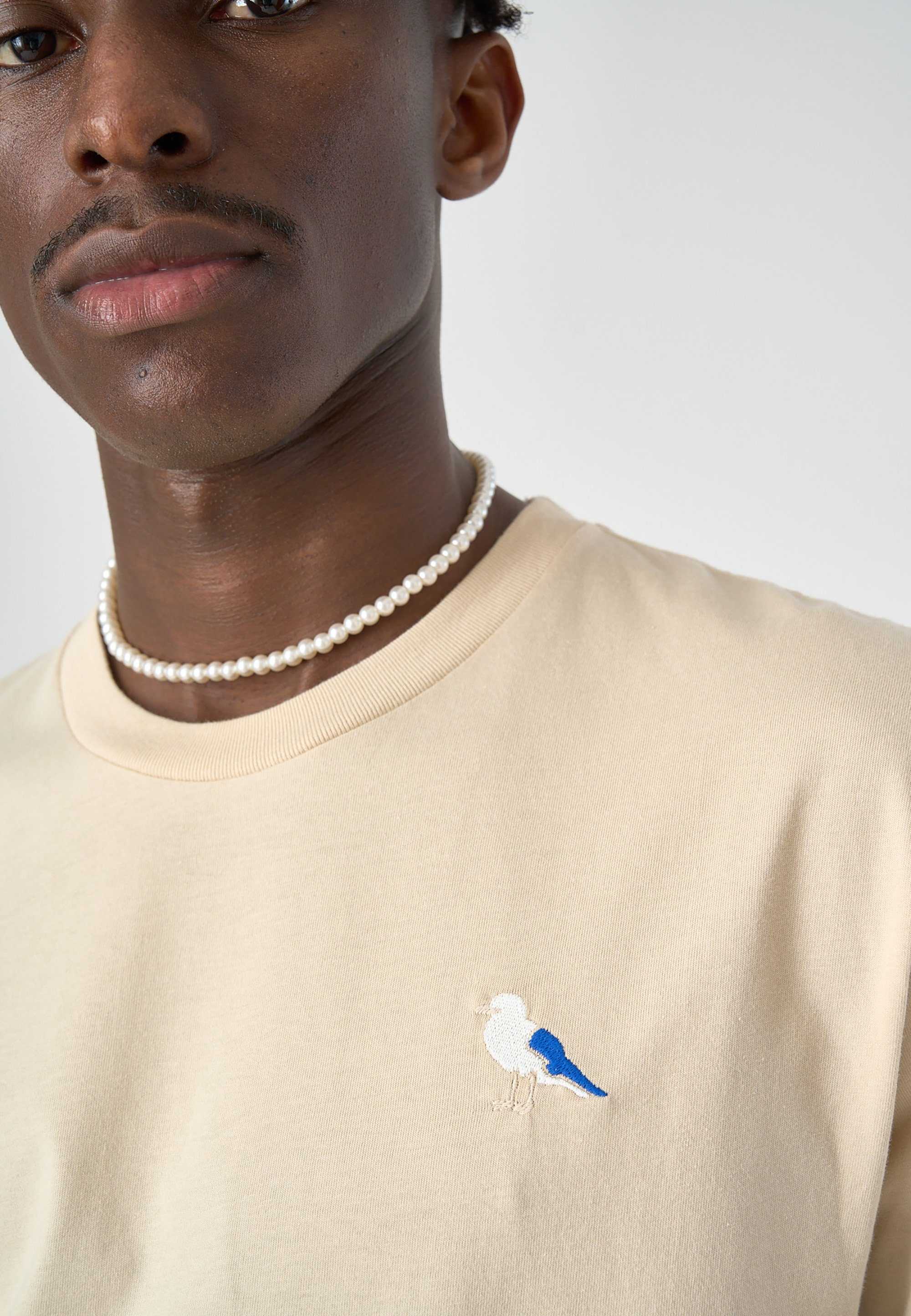 (1-tlg) dunkelblau-türkis Gull-Stickerei Cleptomanicx Embro mit Gull T-Shirt
