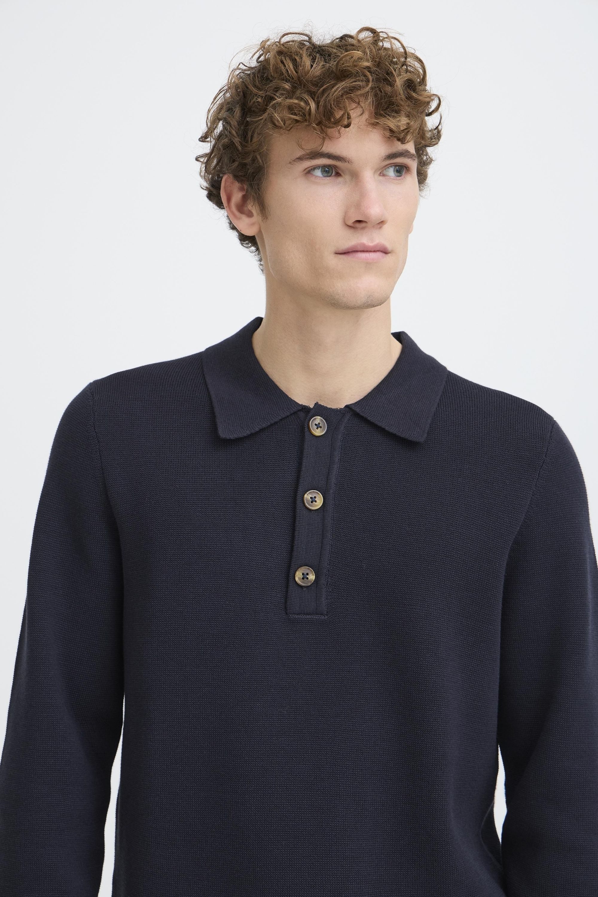Casual Friday Strickpullover CFAbel Modischer Feinstrickpullover mit Polo-Kragen