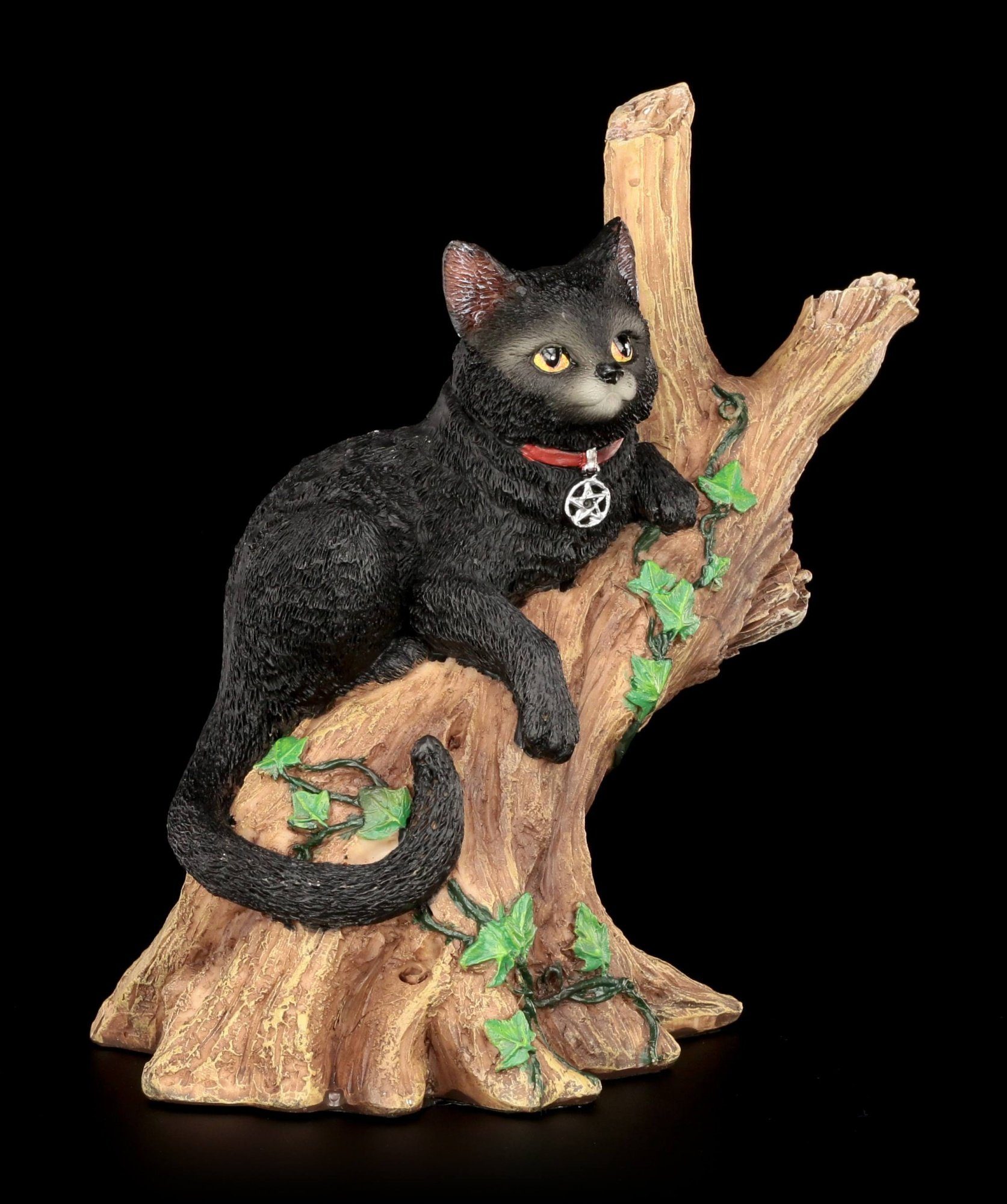 Figuren Shop GmbH Tierfigur Hexen Katze - Onyx auf Baum - Nemesis Now Fantasy Deko | Tierfiguren