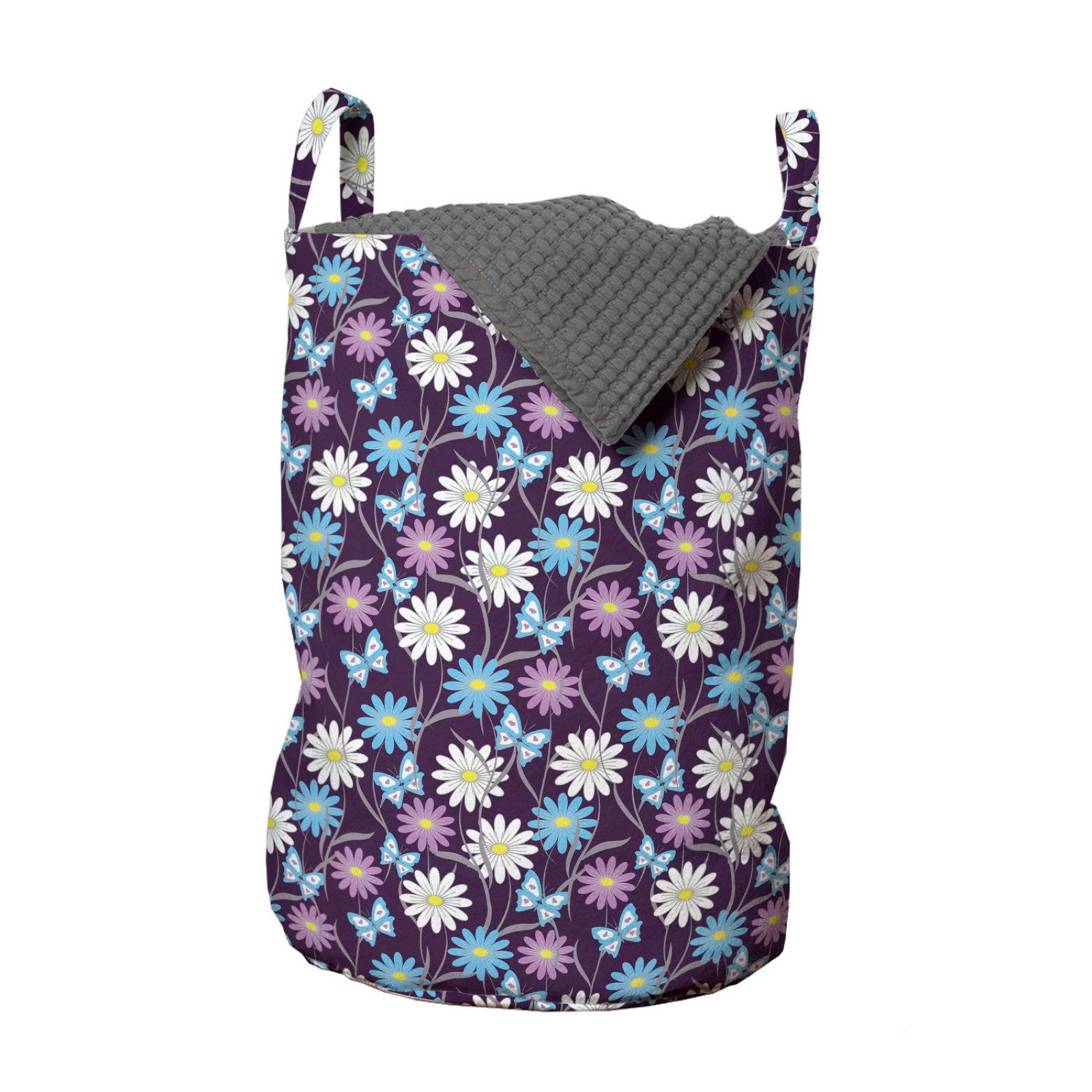 Abakuhaus Wäschesäckchen Wäschekorb mit Griffen Kordelzugverschluss für Waschsalons, Blume Sommersaison Gänseblümchen-Muster