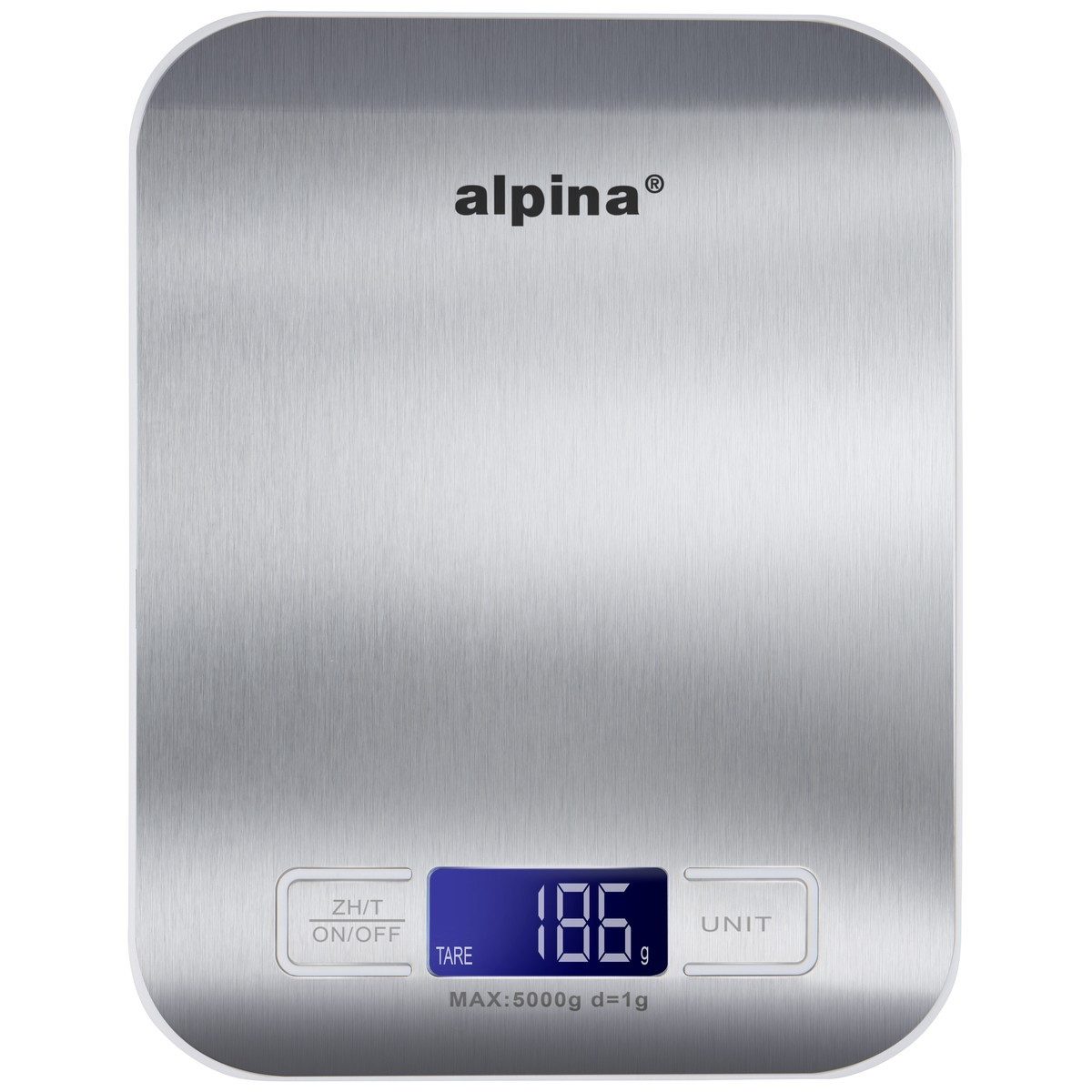 Alpina Küchenwaage alpina Digitale Küchenwaage 5kg LCD-Display aus Edelstahl