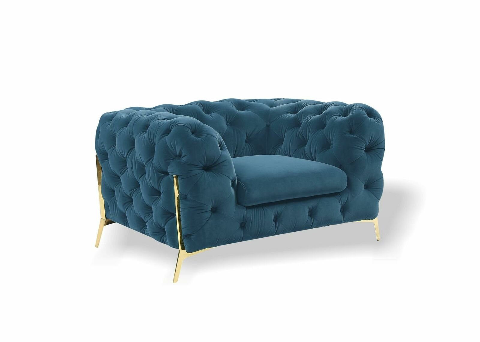 JVmoebel (Sessel), Sessel in Sofa Polster Europe Ohrensessel 1 Ohrensessel Couch Sitzer Blau Chesterfield Made Couch