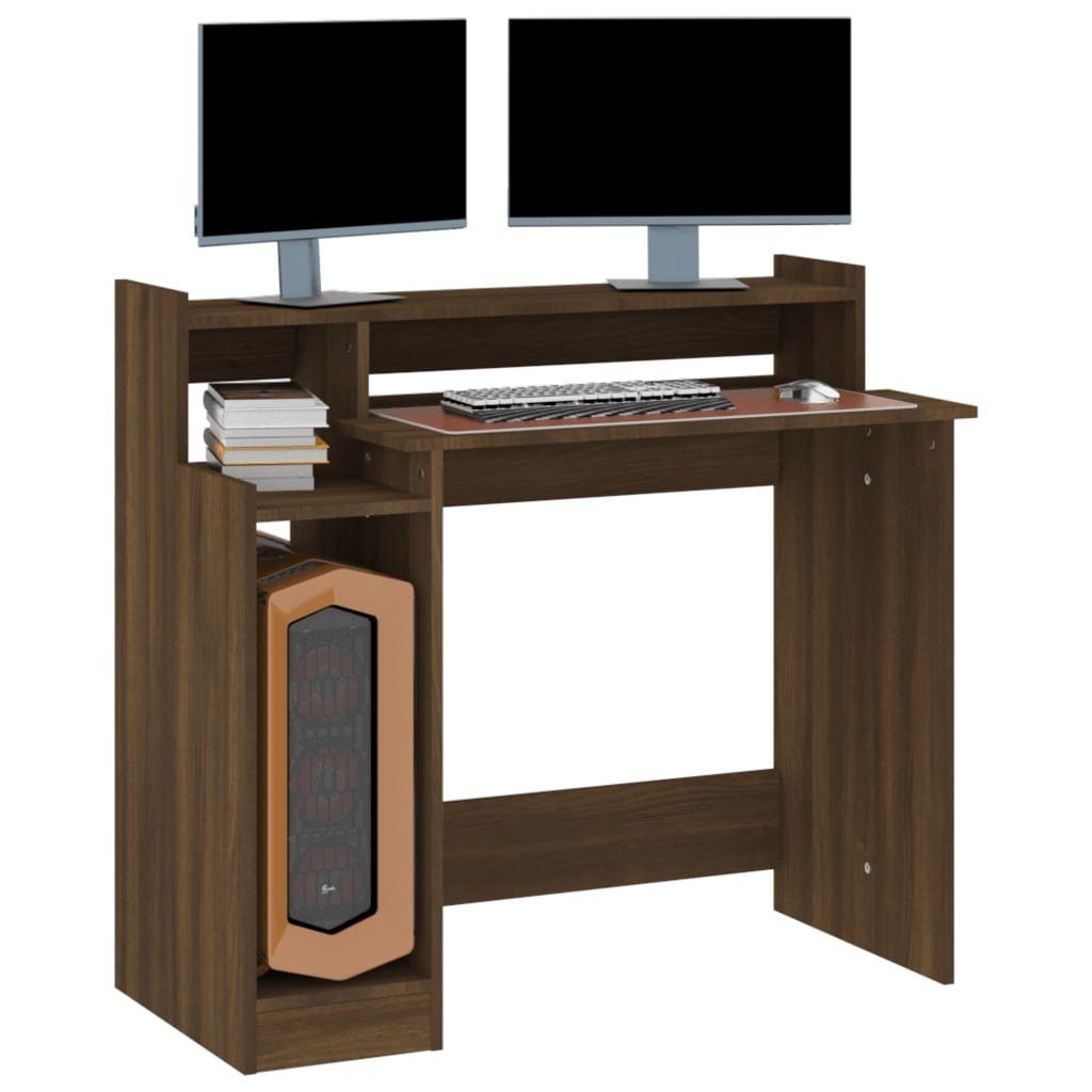 vidaXL Schreibtisch Schreibtisch mit LEDs Braun Eiche Braune Holzwerkstoff Braune Eiche-Optik | Eiche 97x45x90