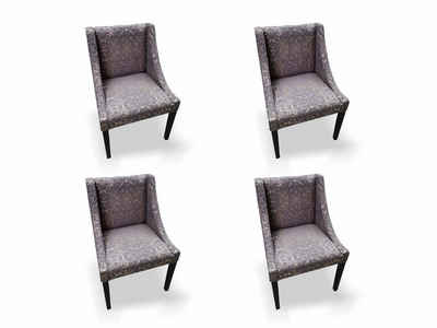 JVmoebel Stuhl Luxus Design Polster Stuhl Stühle Sitz Lehn Büro Esszimmer Holz SOFORT (4 St), Made in Europa