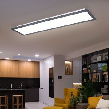 etc-shop LED Deckenleuchte, LED-Leuchtmittel fest verbaut, Warmweiß, LED Deckenlampe rechteckig flach LED Panel 60x15 Büro