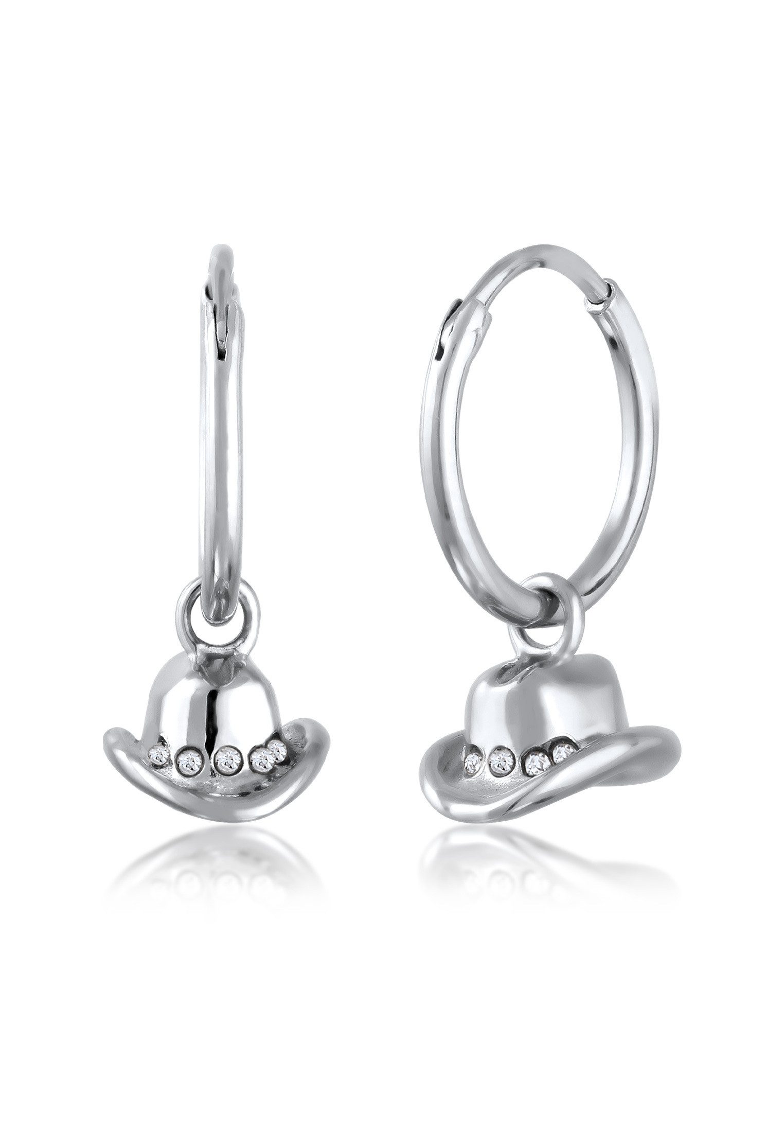 Elli Paar Creolen Cowboy Hut Weiß 925 Sterling Silber, mit Kristallen von S günstig online kaufen