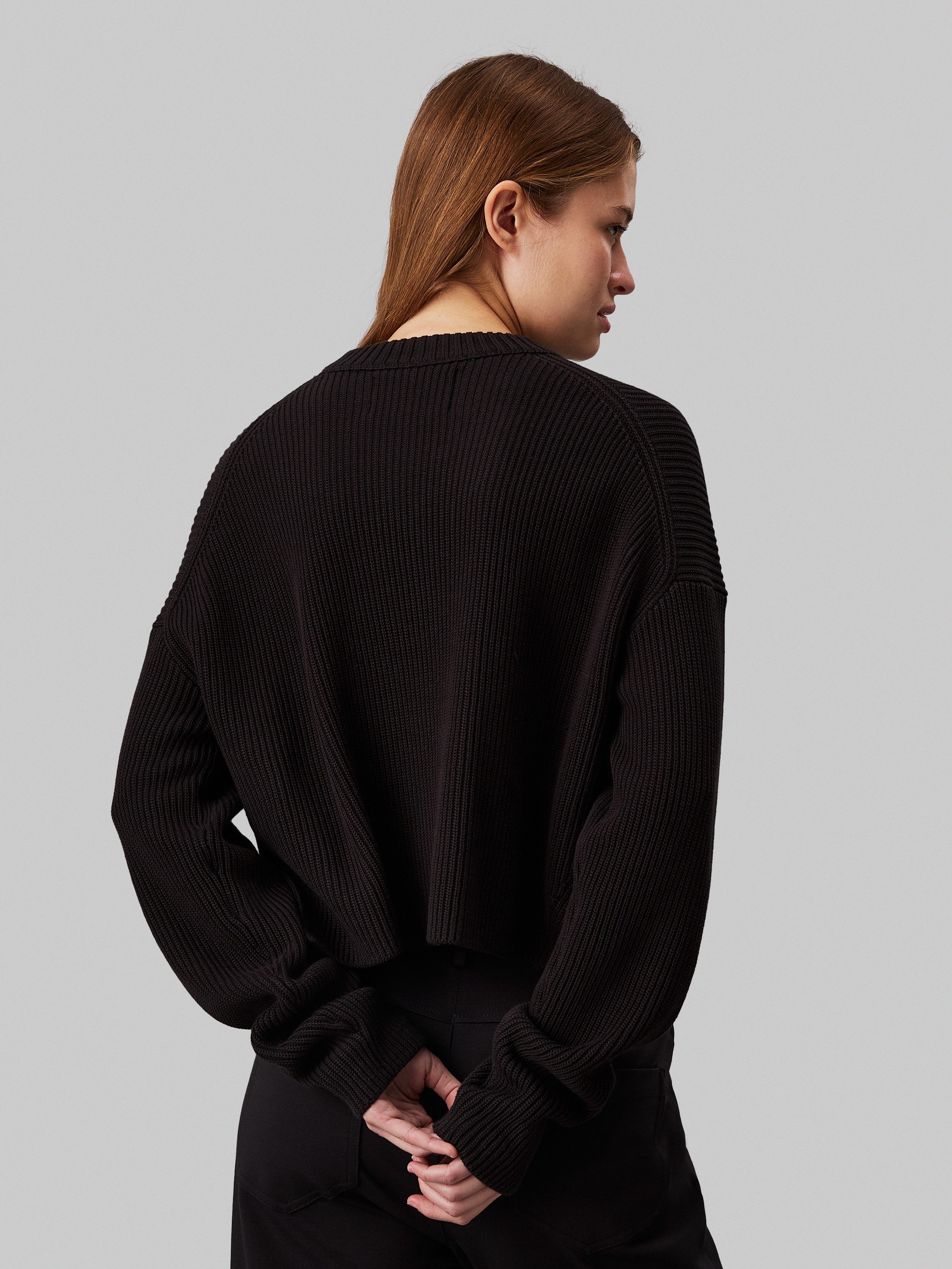 Calvin Klein Jeans Stehkragenpullover LOGO INTARSIA REGULAR SWEATER mit Logostickerei