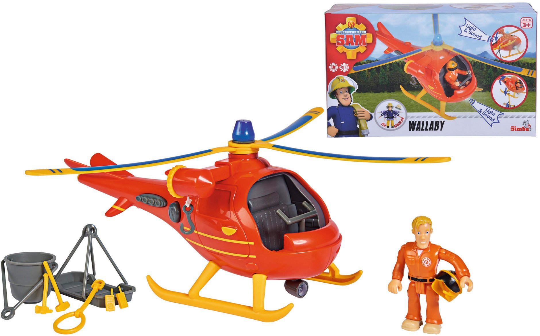 Image of Feuerwehrmann Sam Hubschrauber Wallaby mit Figur