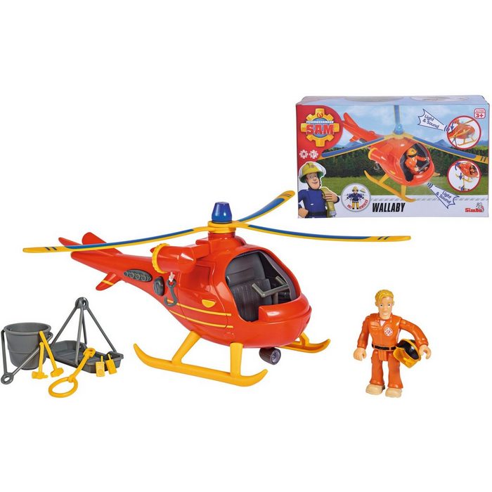 SIMBA Spielzeug-Hubschrauber Feuerwehrmann Sam Wallaby mit Licht und Sound