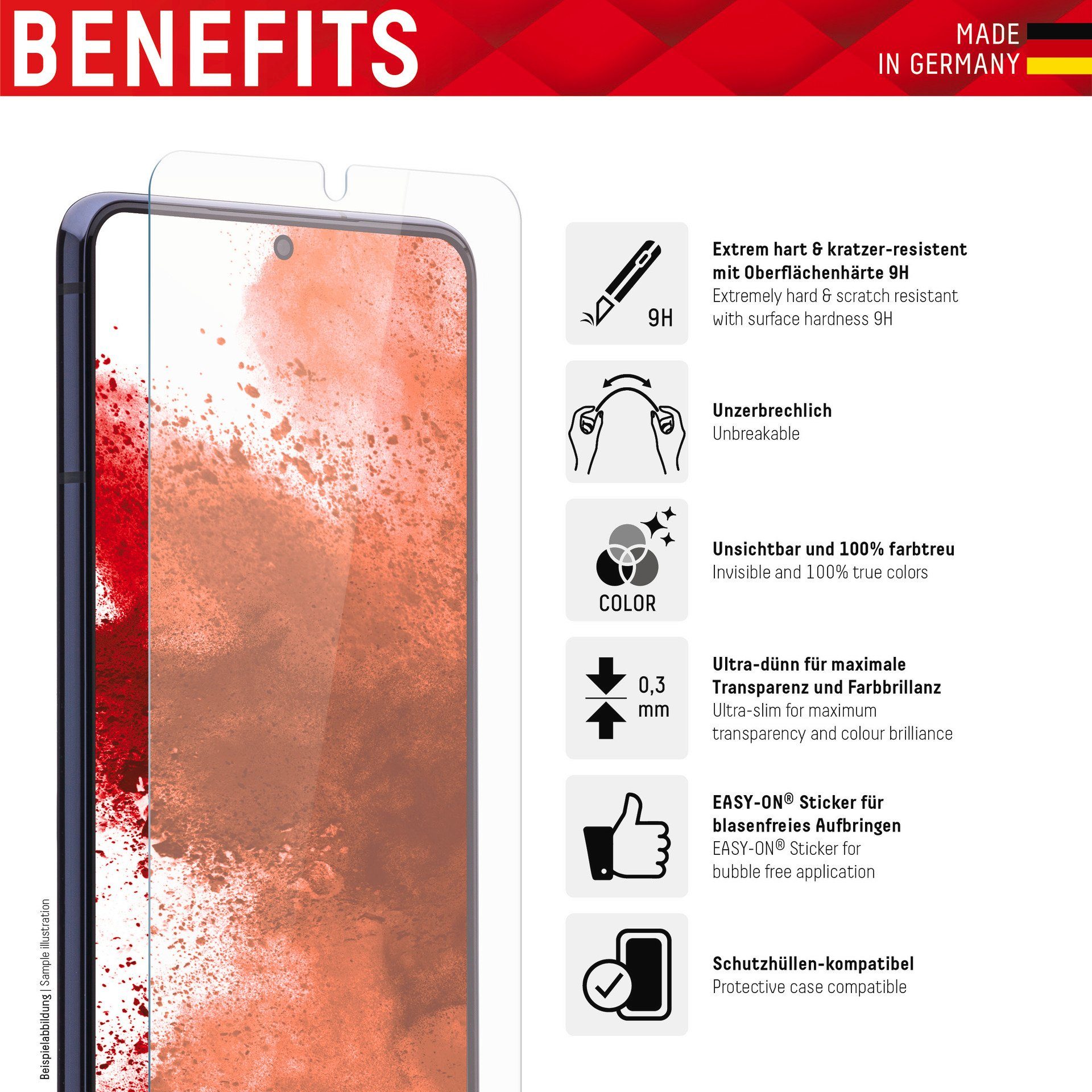 Displex Displayschutzglas Smart Glass - Samsung A52/A52(s) 5G/A53 5G, Displayschutzfolie Displayschutz kratzer-resistent 9H unzerbrechlich