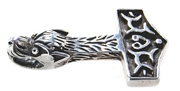 Kiss of Leather Kettenanhänger horshammer Silber 925 Anhänger Thorhammer Wolfkopf Mjölnir