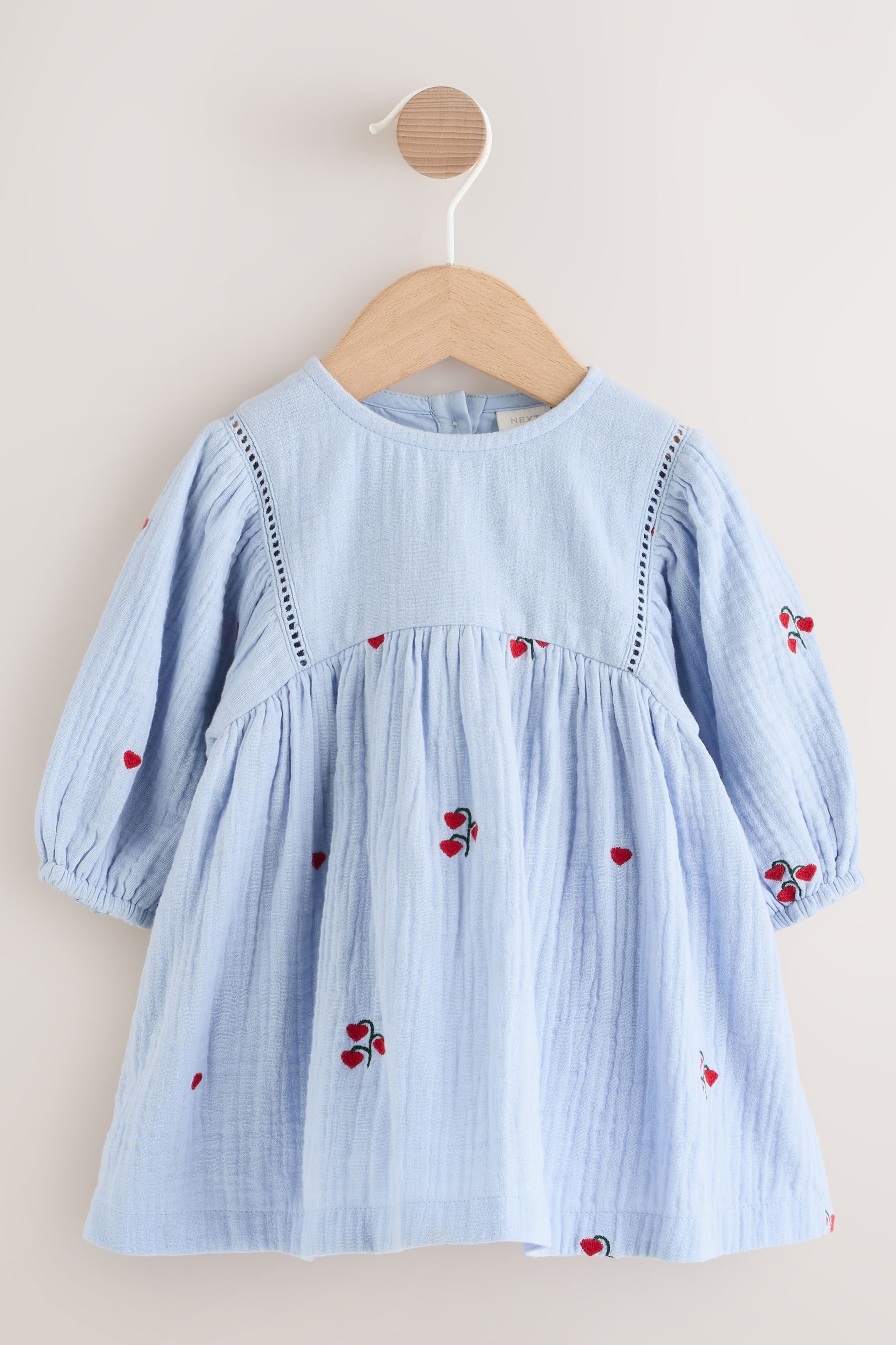 Blusenkleid Langärmeliges Baby Kleid mit Stickarbeiten
