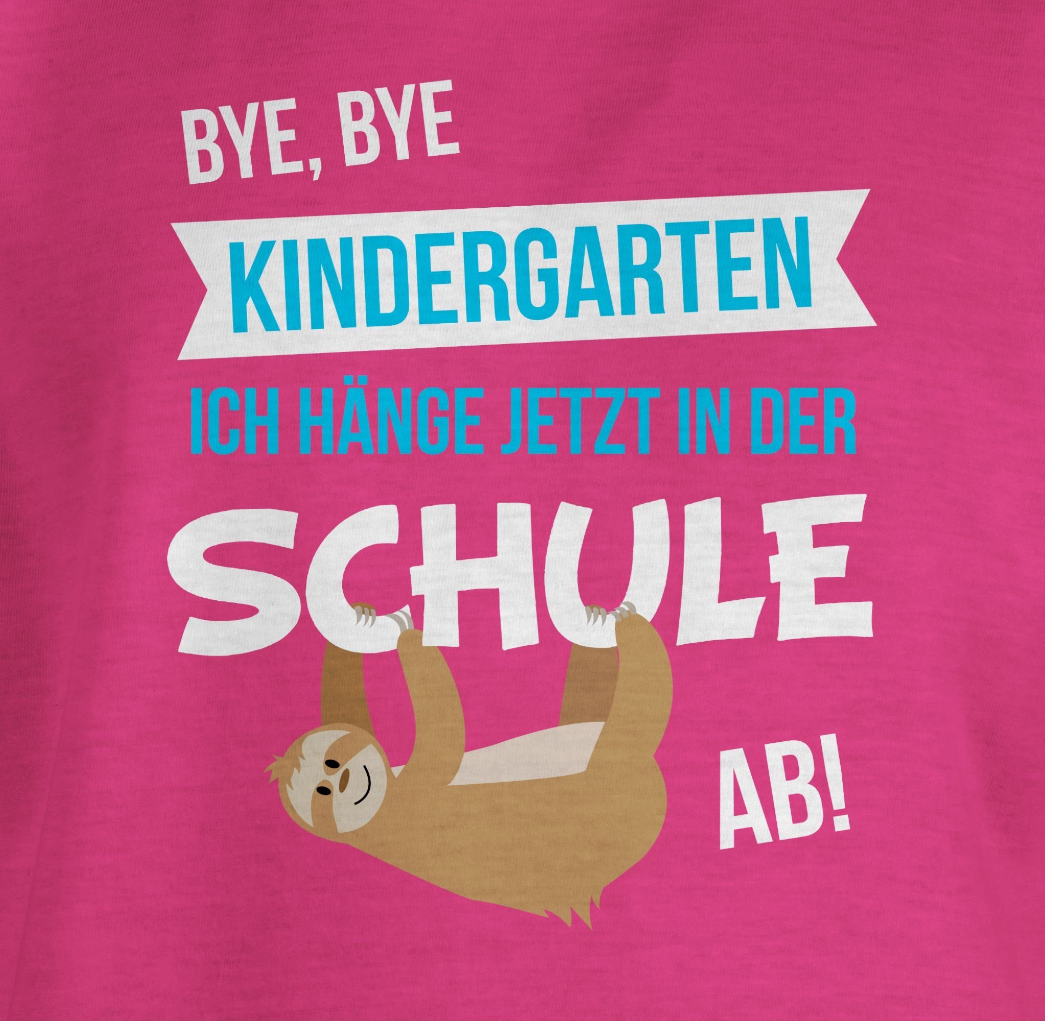 Bye, Mädchen Kindergarten T-Shirt 1 Fuchsia Bye Einschulung Shirtracer