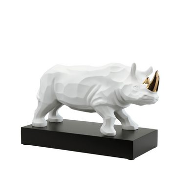 Goebel Tierfigur Deko-Objekt Studio 8 - Rhinozeros, Biskuit-Porzellan H30cm Weiß-Gold