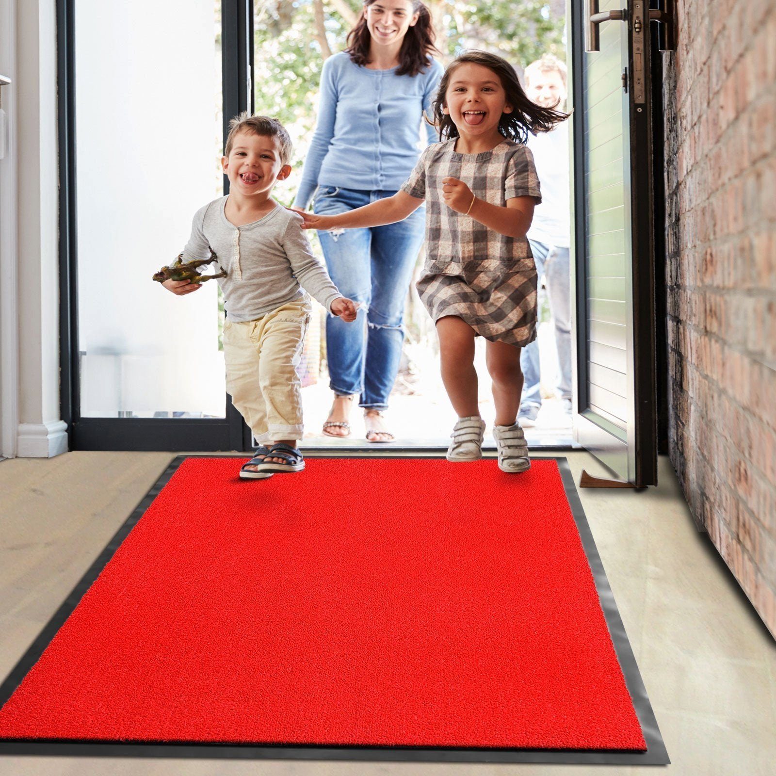 Farben & Monochrom Fußmatte Höhe: Rot Viele Fixgrößen, Größen, Floordirekt, 7 mm Schmutzfangmatte