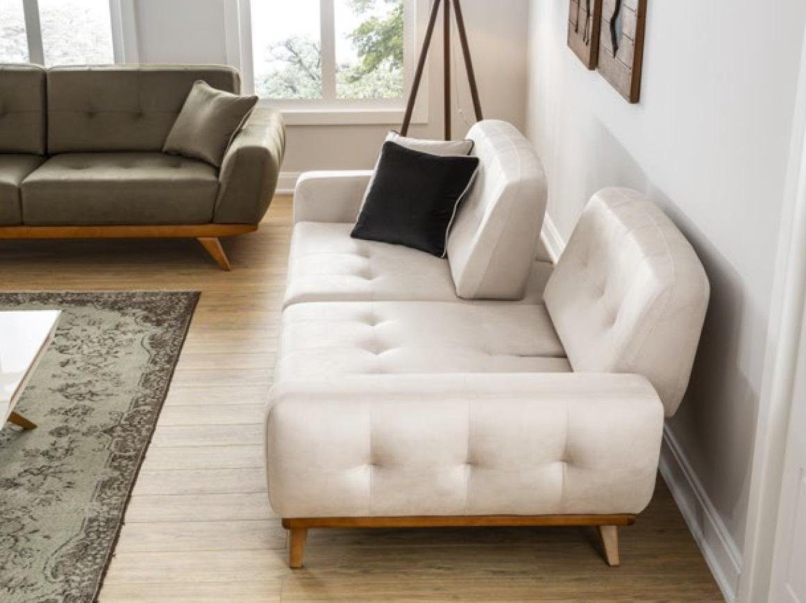 Holz Luxus Sitz Beige Polster Sofa 2-Sitzer Leder JVmoebel Moderne Design 2 Wohnzimmer