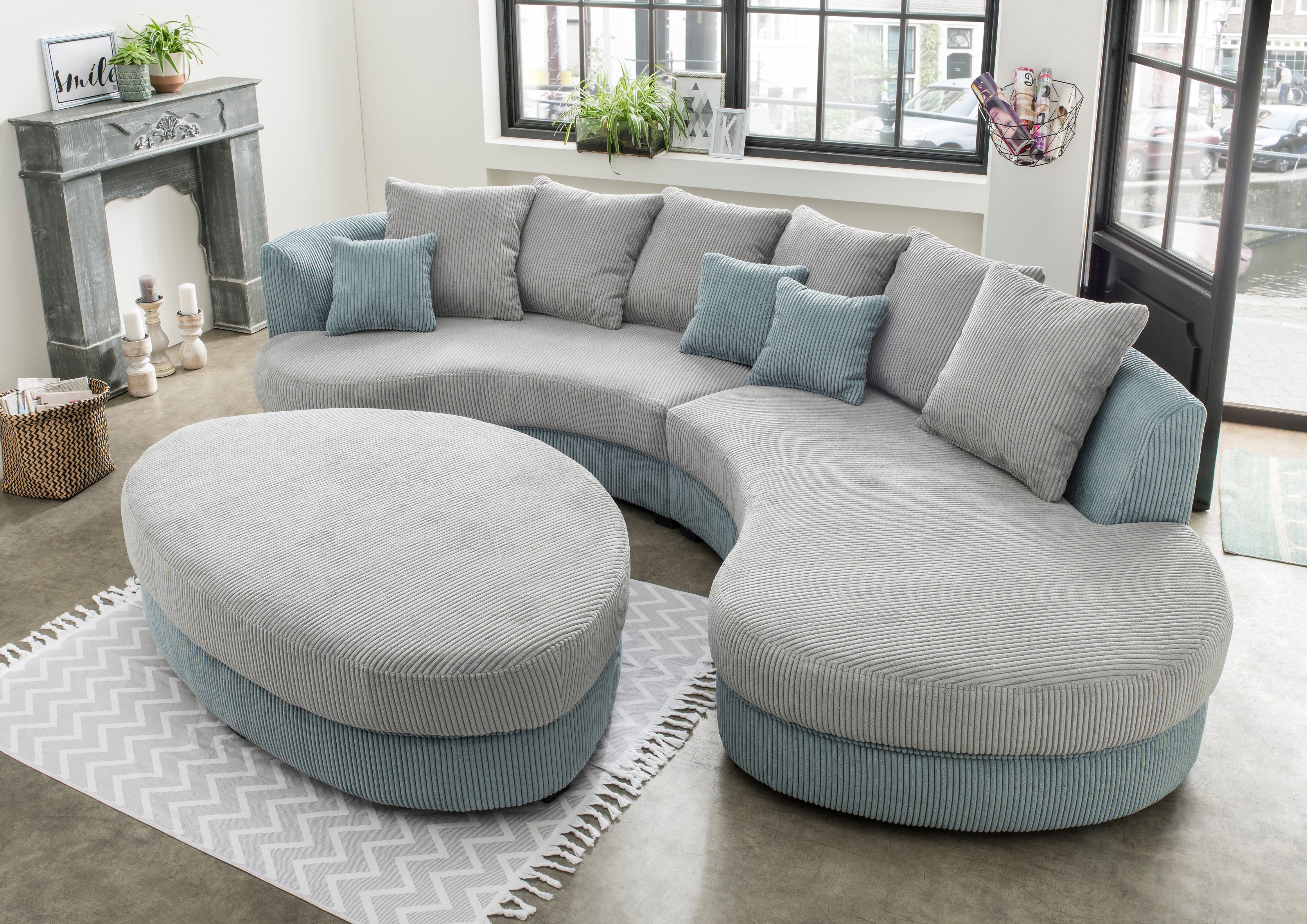 Home affaire Ecksofa Limoncello modern & bequem, organische Formensprache, zwei verschiedene Fußfarben wählbar