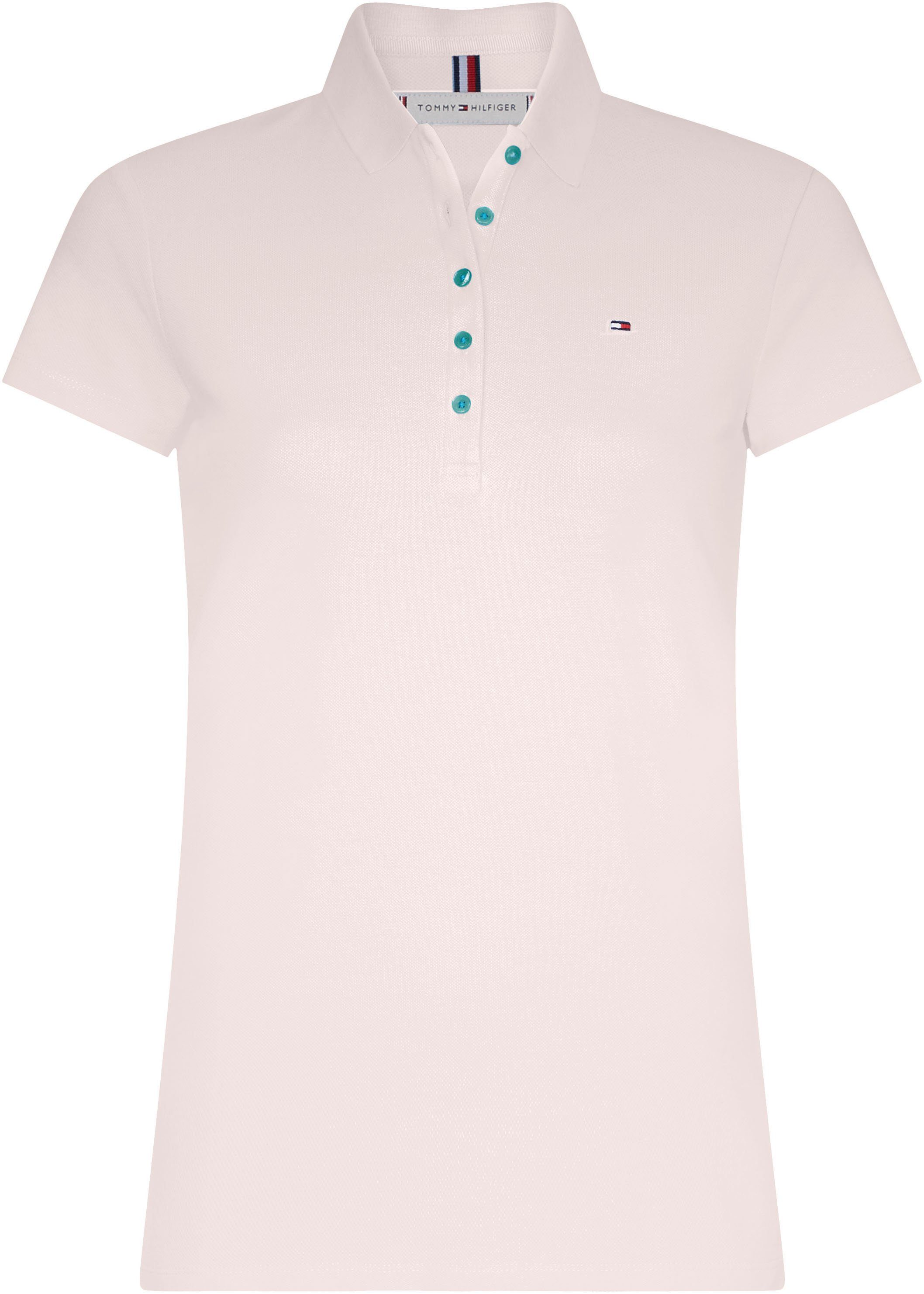 SLIM dezenter 1985 SS POLO Tommy Poloshirt Whimsy Pink Hilfiger mit PIQUE Logostickerei Tommy Hilfiger