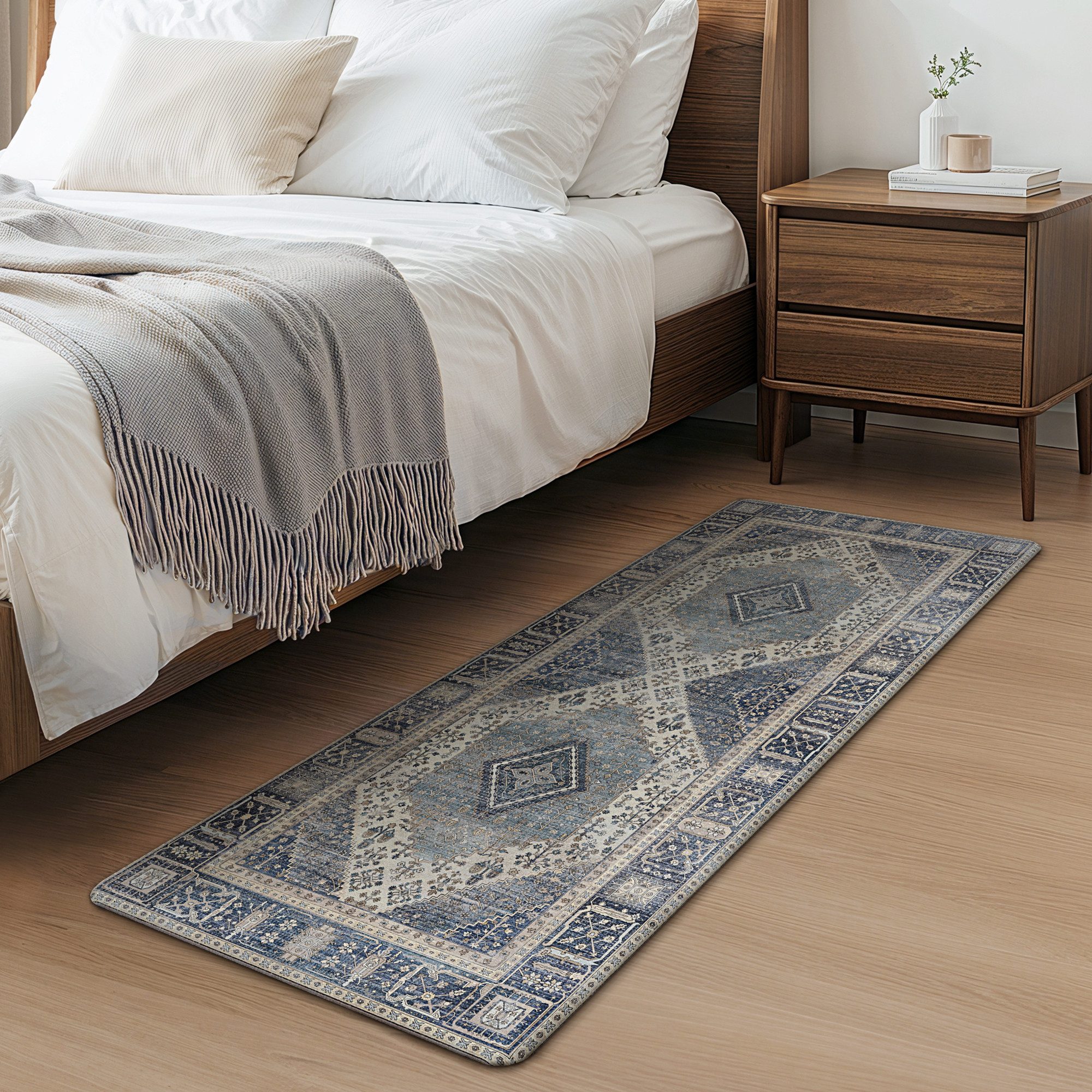 GENIMO Teppich 2er Set PVC NO-Pile Küchenteppich, Ermüdungsmindernde Küchenläufer, rechteckig, 43x119cm&43x76cm, blau