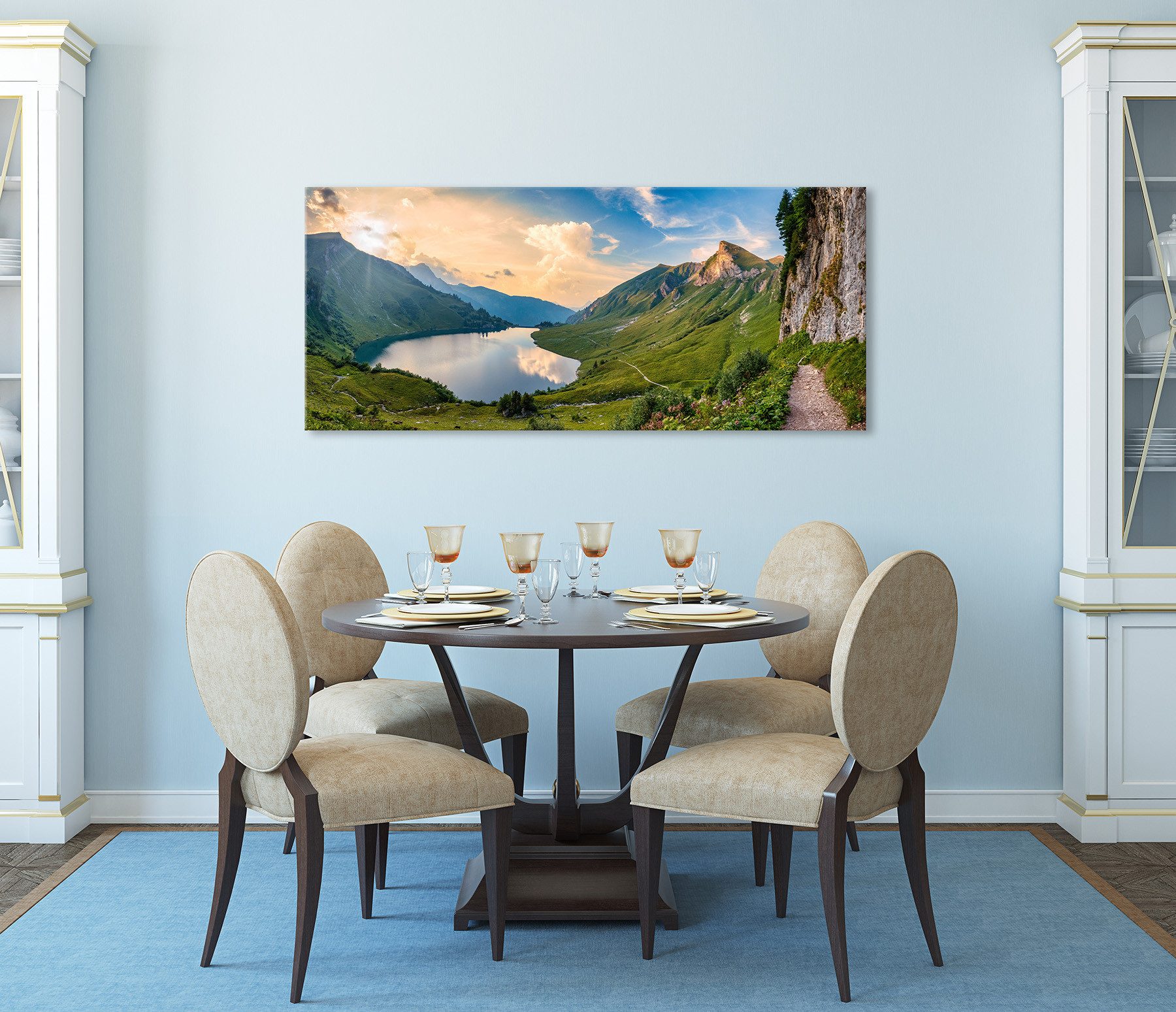 Bönninghoff Leinwandbild Wandbild BERGSEE XXL 60x140 cm – Leinwandbild Keilrahmen Deko modern, Berge, Landschaft, Natur, See, Seebilder (1 St), auf Keilrahmen g – Bild 4 von 5