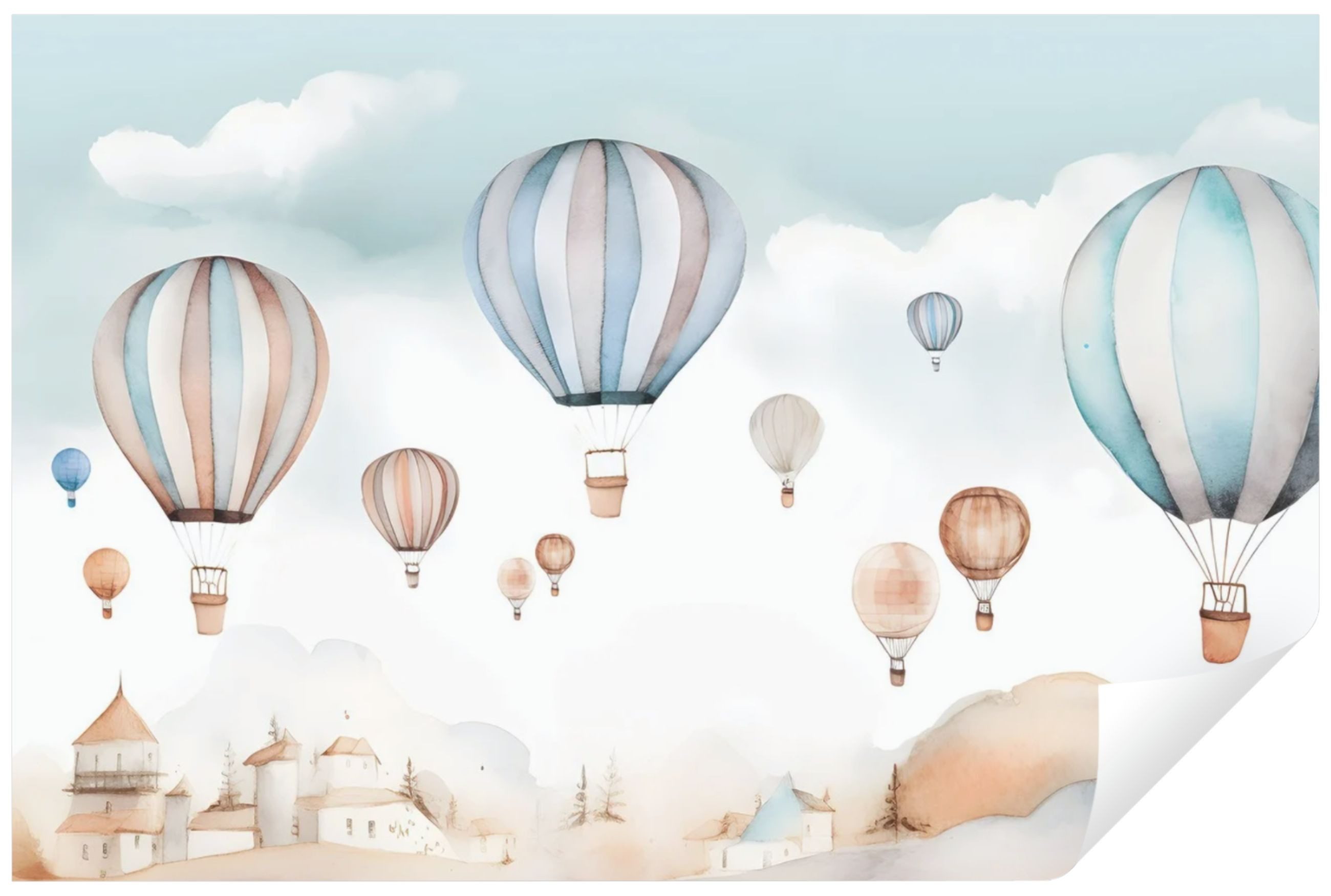Wallarena Fototapete Kinderzimmer Aquarell Luftballons Wolken günstig online kaufen