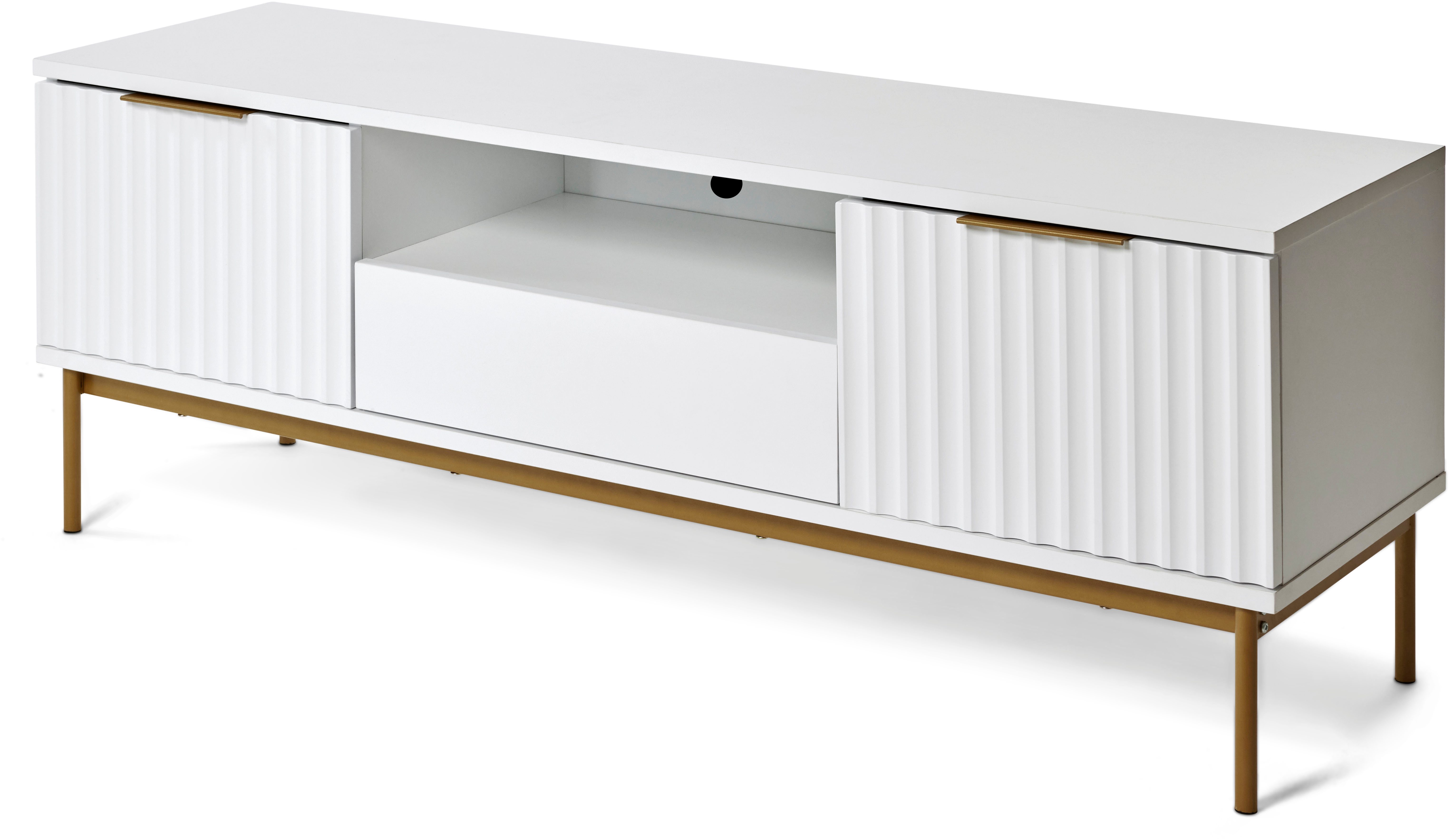 Jahnke TV-Board CARVE TV 140 (1 St), Edle Gold-Applikationen, Fronten in Wellendesign, 140 cm