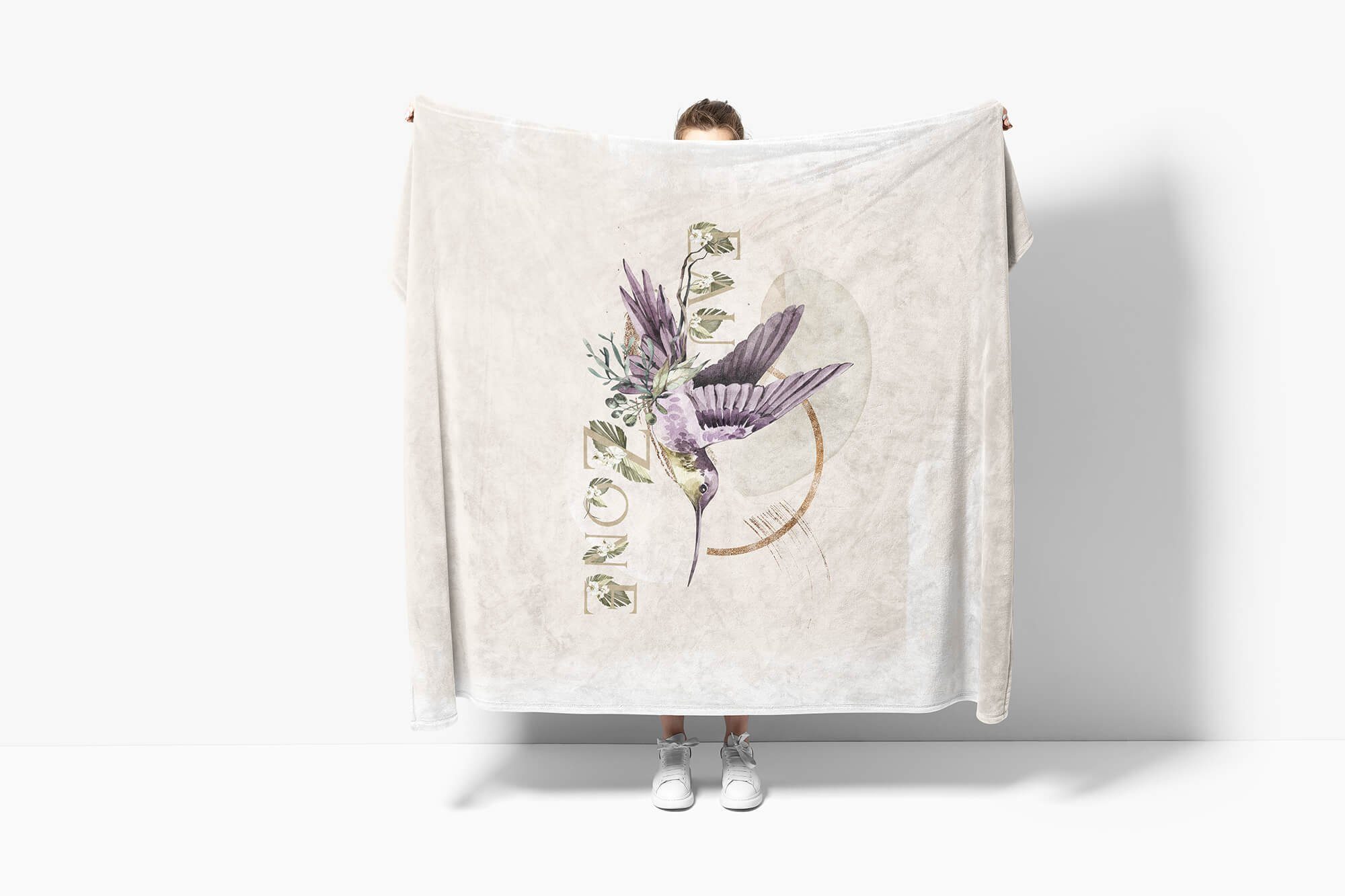 Baumwolle-Polyester-Mix Einzigartig kleiner Handtuch Kunstvoll Handtücher Strandhandtuch Sinus Kuscheldecke Schö, Handtuch Saunatuch Kolibri Art (1-St), Vogel