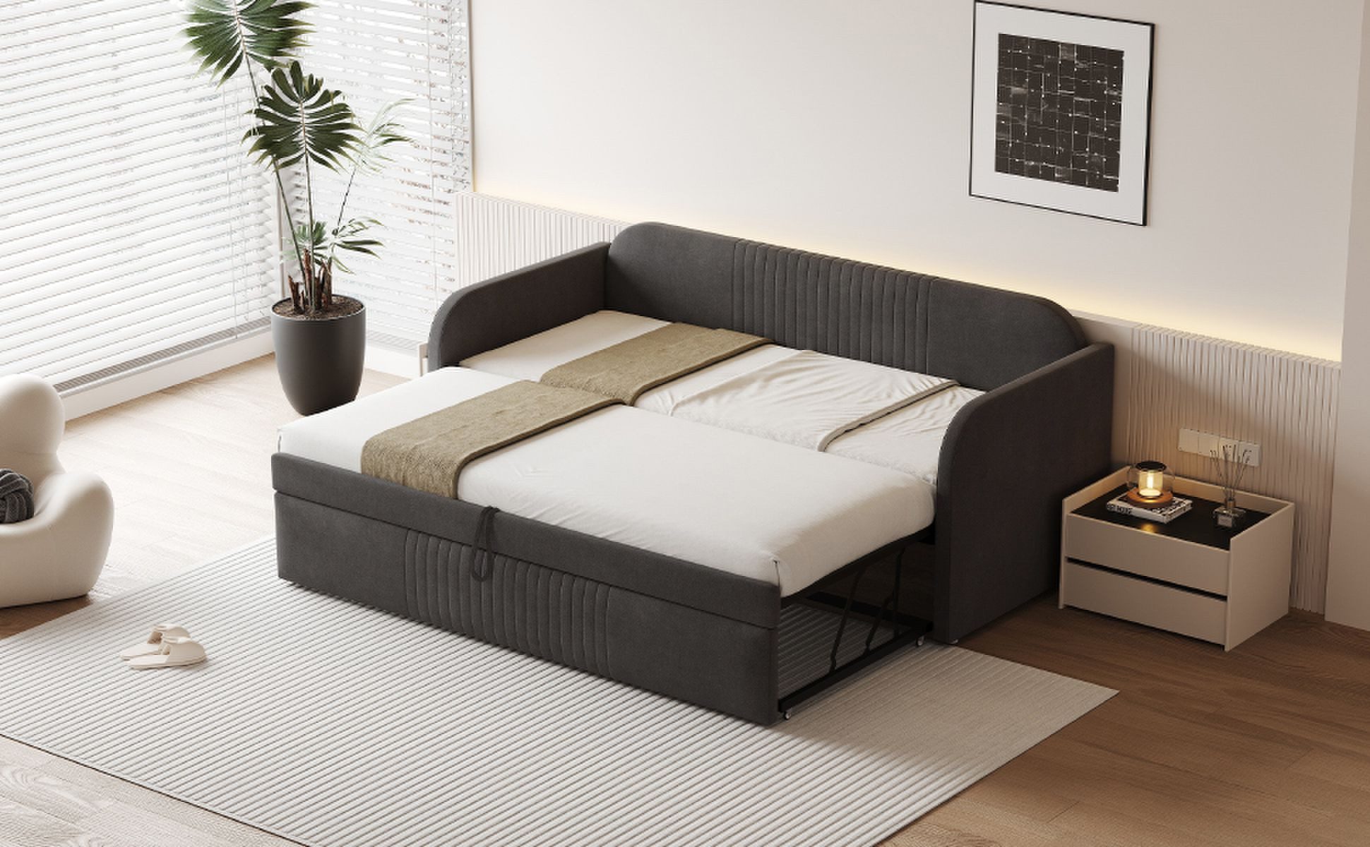 BlingBin Ausziehbett Polsterbett Ausziehbares Schlafsofa 90/180*190 günstig online kaufen