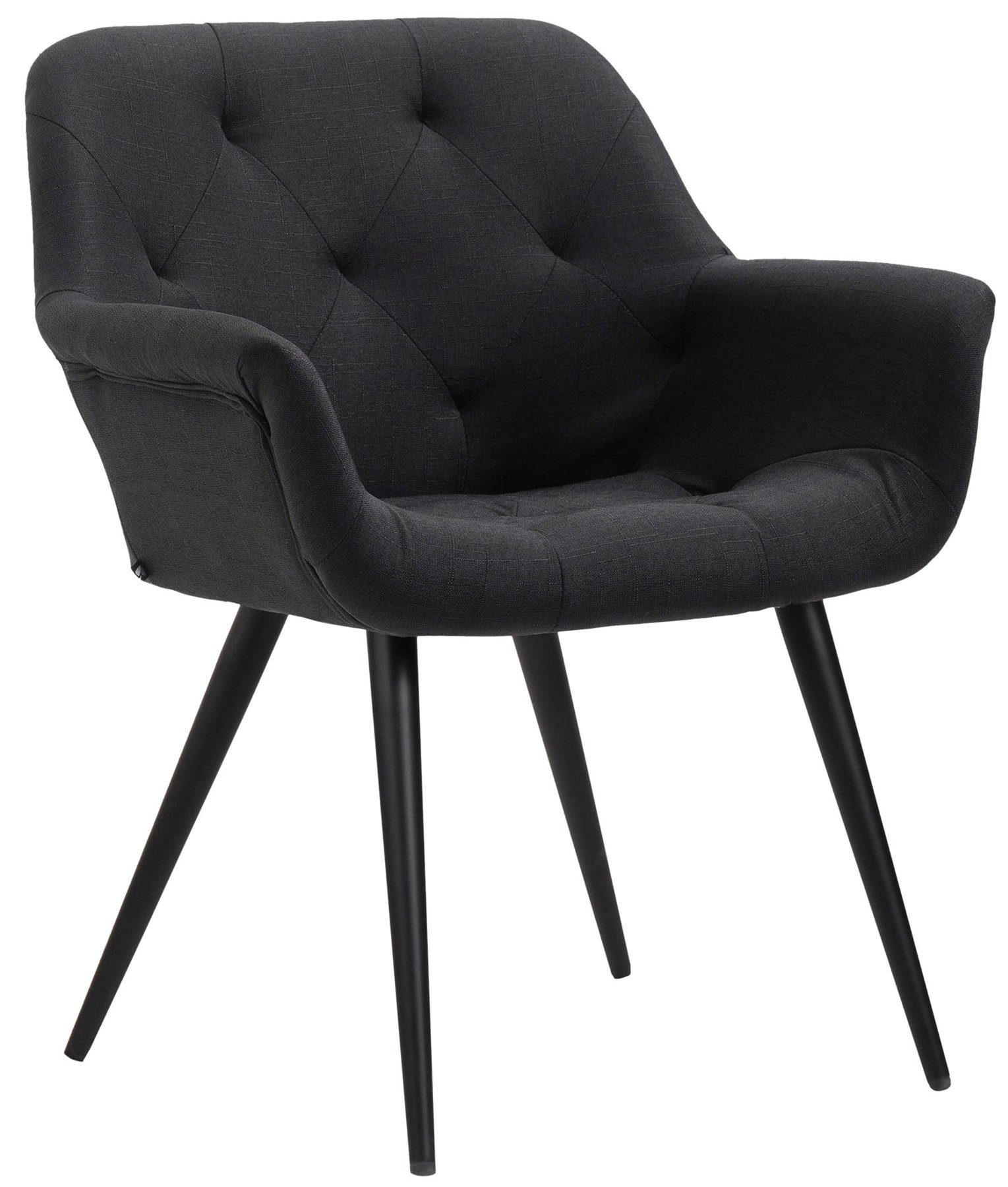 TPFLiving Esszimmerstuhl Lamfol mit - gepolsterter Esstischstuhl Sitzfläche - Gestell: Konferenzstuhl Sitzfläche: schwarz - hochwertig (Küchenstuhl Wohnzimmerstuhl), schwarz Stoff - Metall