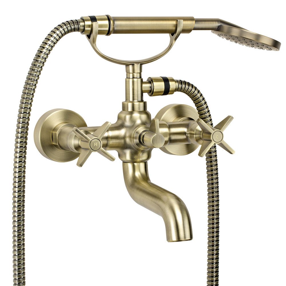 Lomadox Wannenarmatur TEMISTO-30 für Wandmontage mit Duschset Messing, B/H/T: 21,2/14,3/18,4 cm. Reduzierter Preis € 251,59. Unverbindliche Preisempfehlung € 295,99