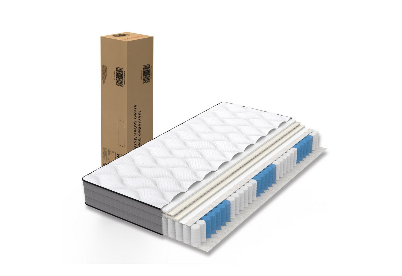 Taschenfederkernmatratze Hybrid Latex Auflage, OEKO-TEX Anti-Milben Matratze, NORDICHAUS, 20 cm hoch, Federkernmatratze 90/120/140/160/180x200cm, 7 Zonen Matratze & H3