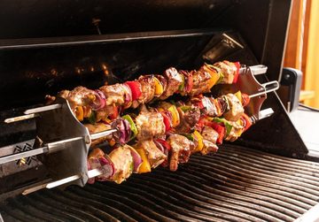 Drehkorb Grillfürst Edelstahl Schaschlikset für Drehspieße - mit 6 Spießen, 60 cm